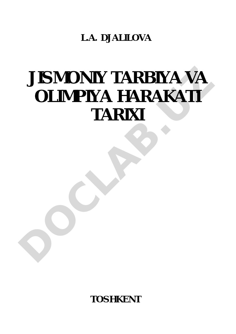 Jismoniy tarbiya va olimpiya harakati tarixi