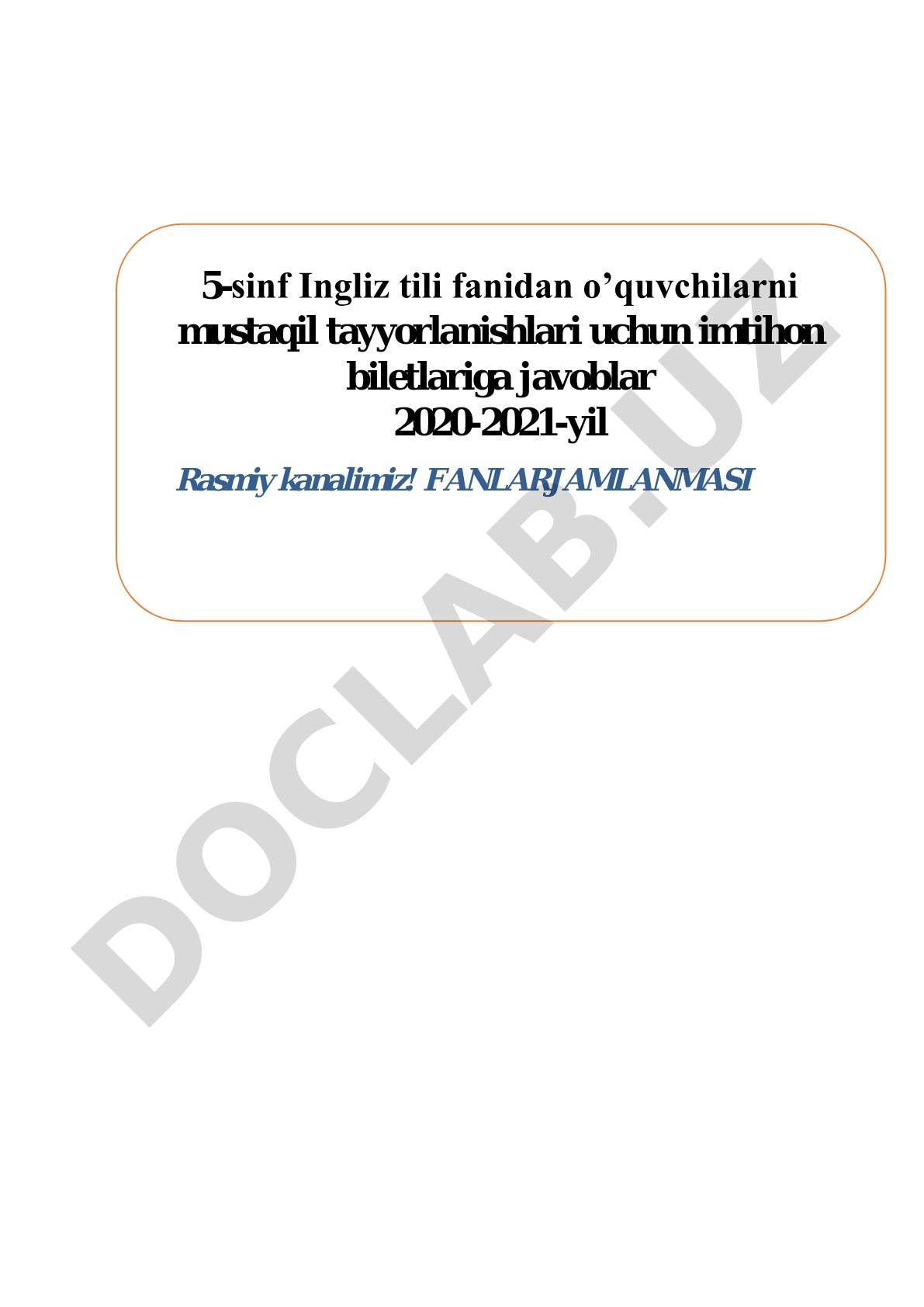 5-sinf Ingliz tili imtihon biletlariga javoblar
