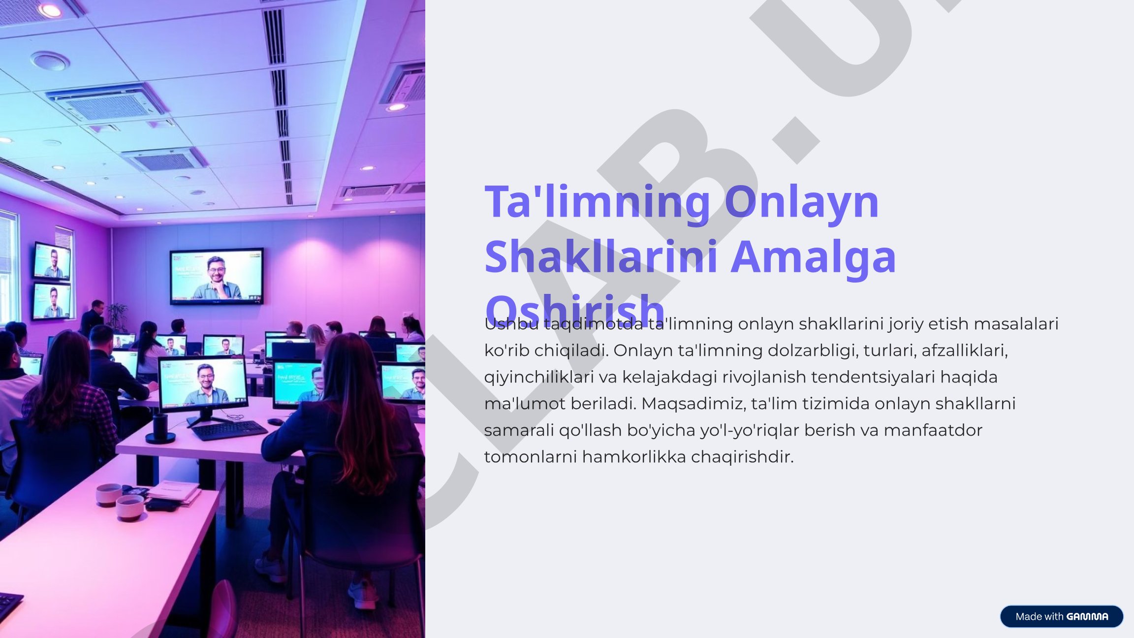 Ta'limning Onlayn Shakllarini Amalga Oshirish