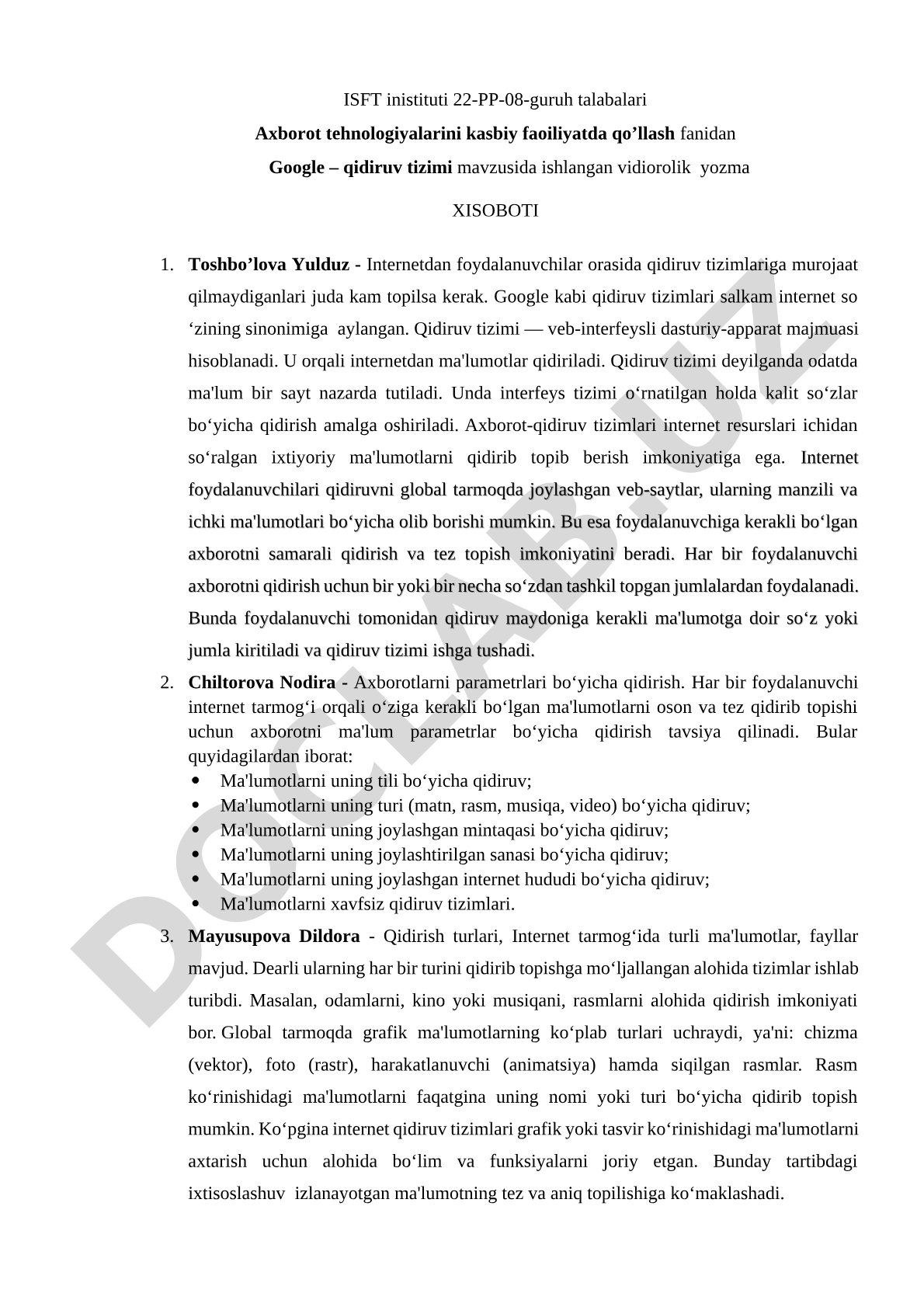 Google – qidiruv tizimi