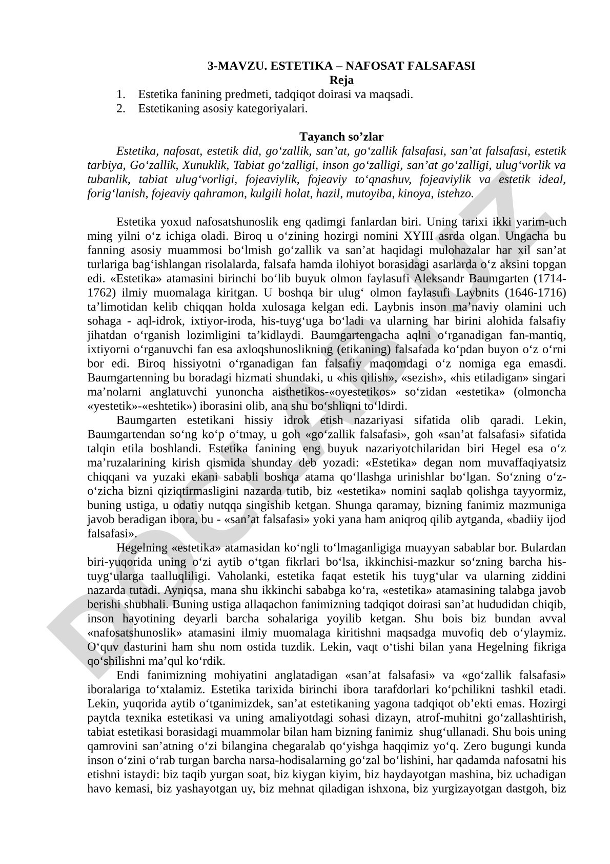 Estetika – nafosat falsafasi