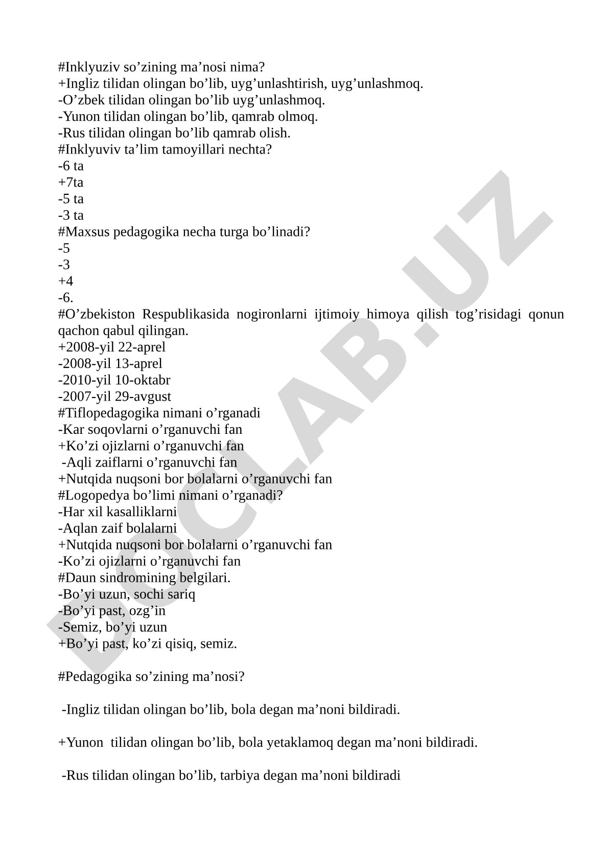Inklyuziv ta'lim va maxsus pedagogika