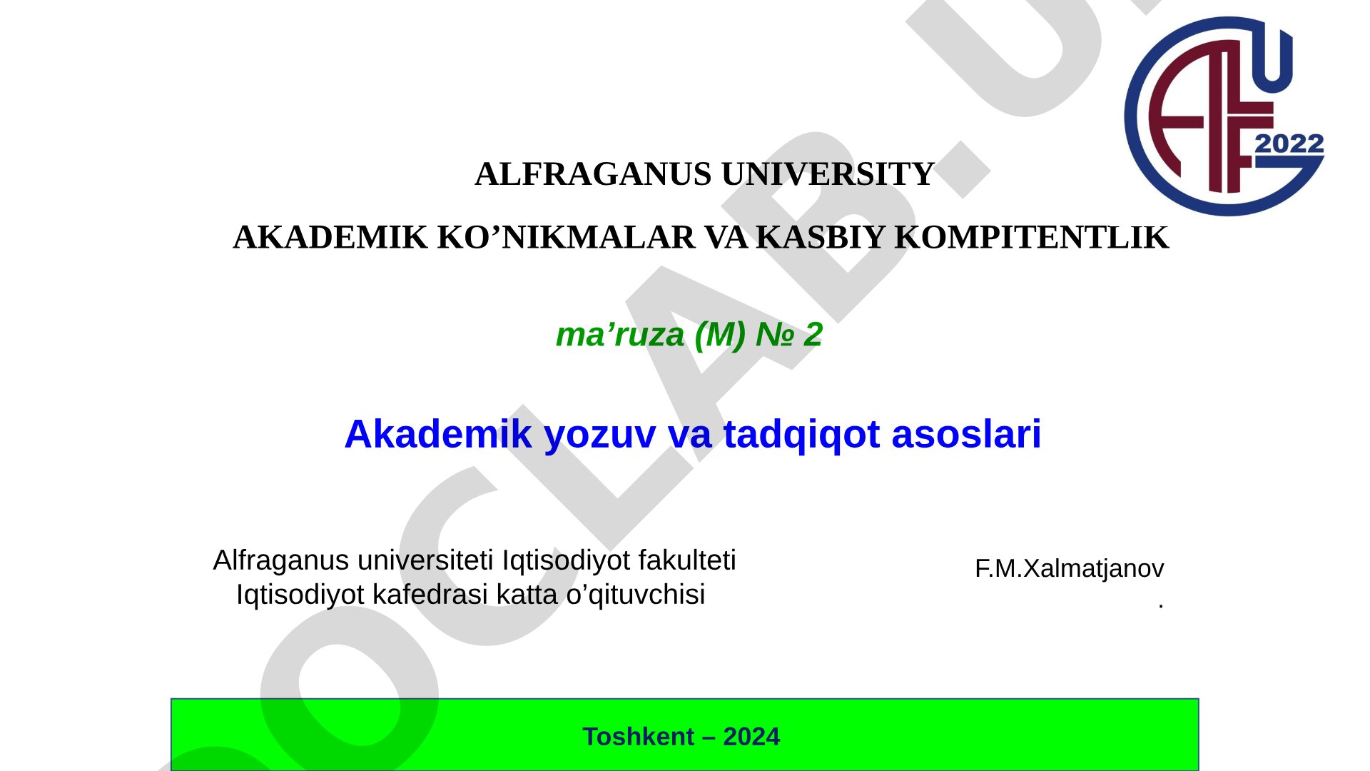 Akademik ko'nikmalar va kasbiy kompetentlik