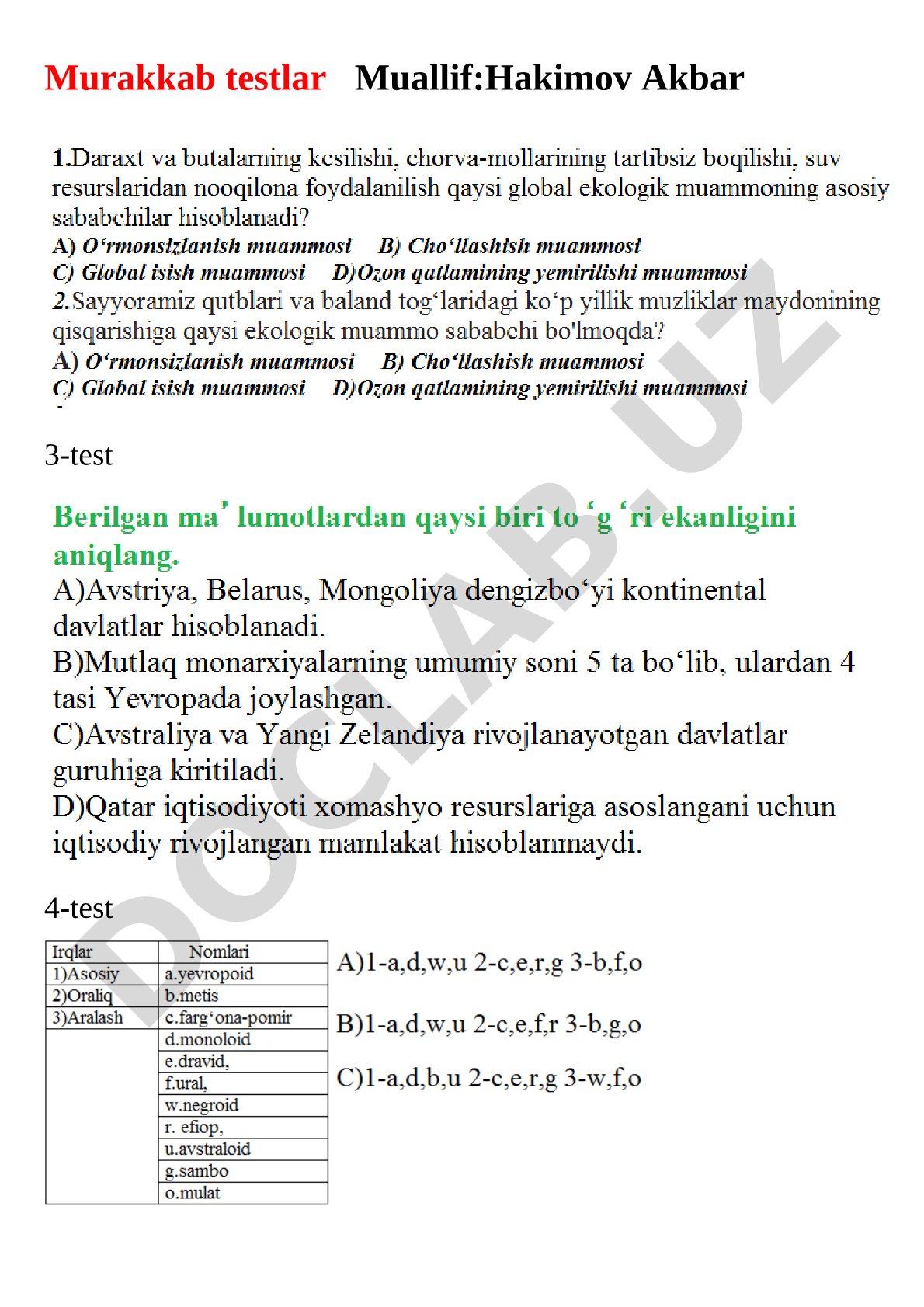 3-15 testlar