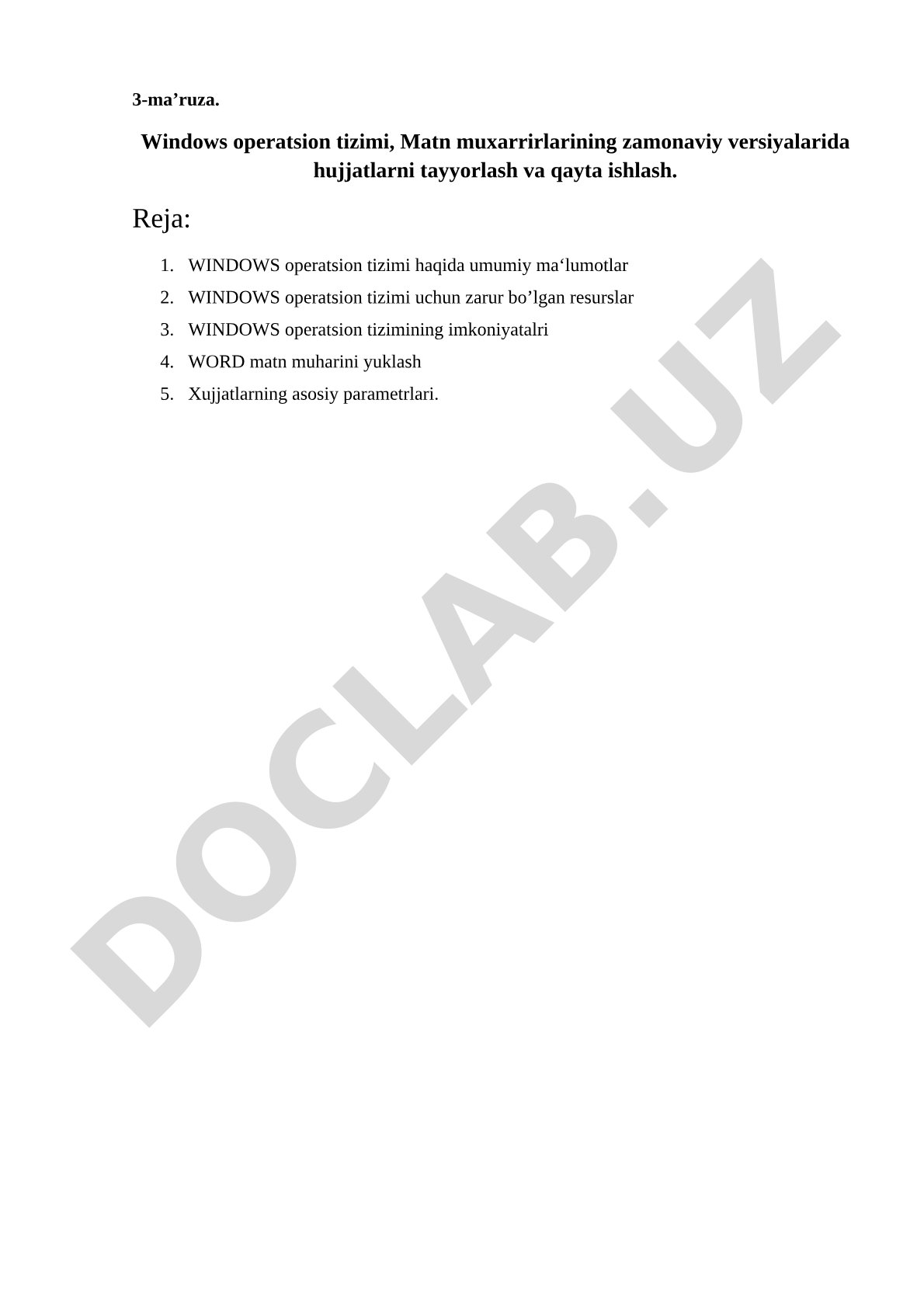 Windows operatsion tizimi va matn muxarrirlarining zamonaviy versiyalari