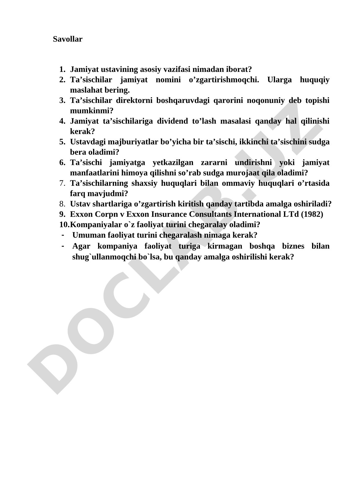 Jamiyat ustavi, ta'sischilar huquqlari, dividendlar va faoliyat turlari