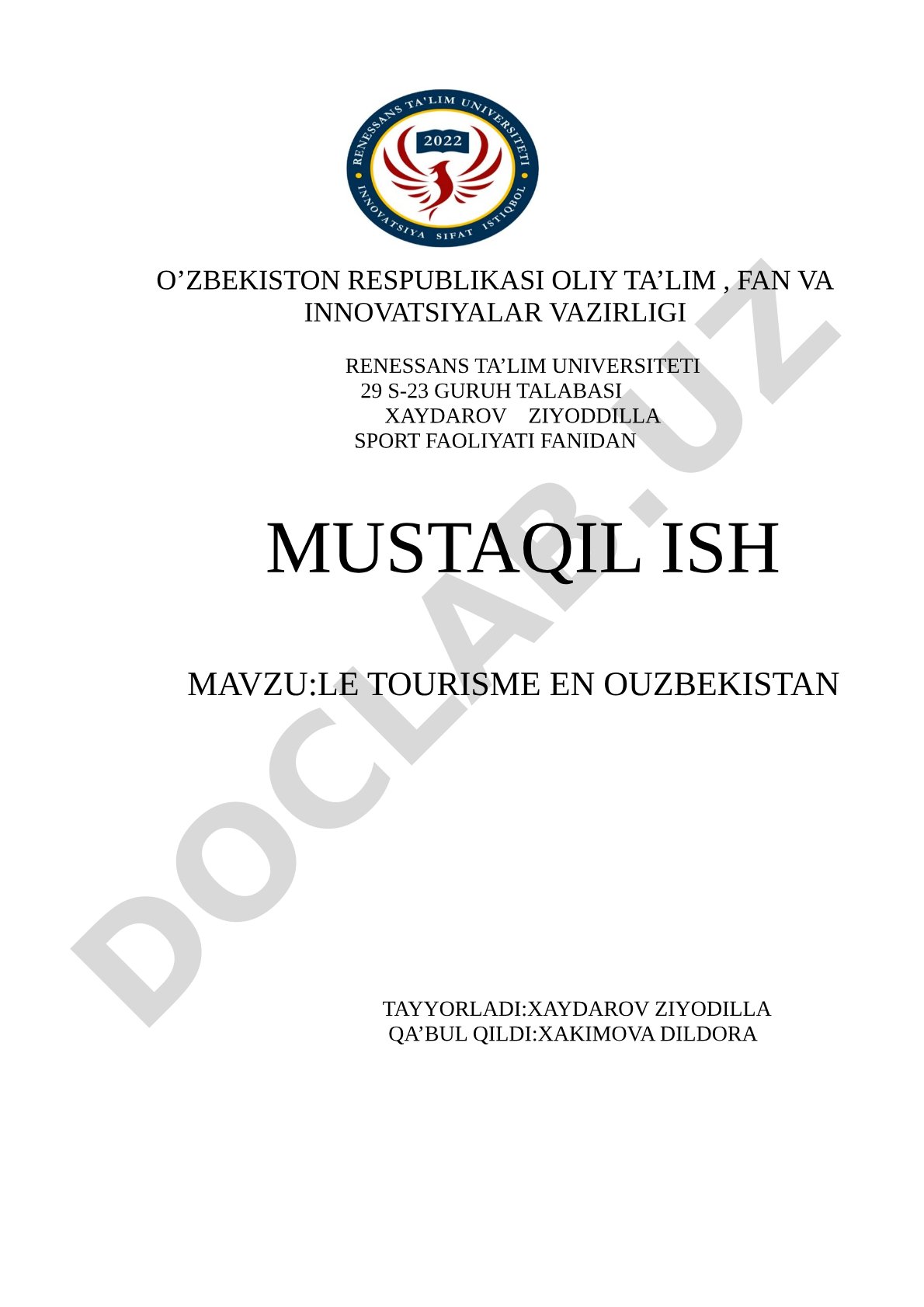 LE TOURISME EN OUZBEKISTAN