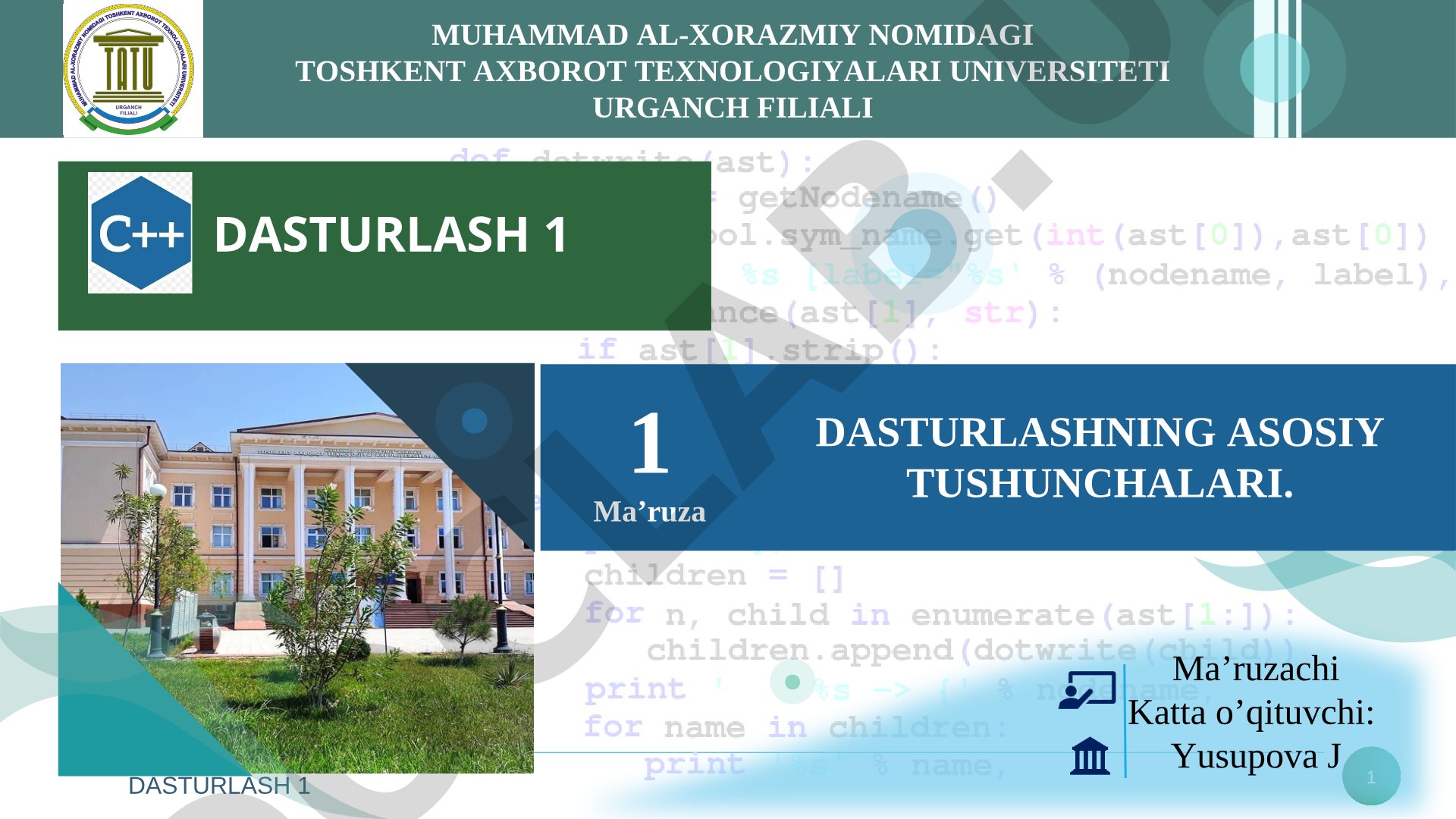Dasturlashning asosiy tushunchalari