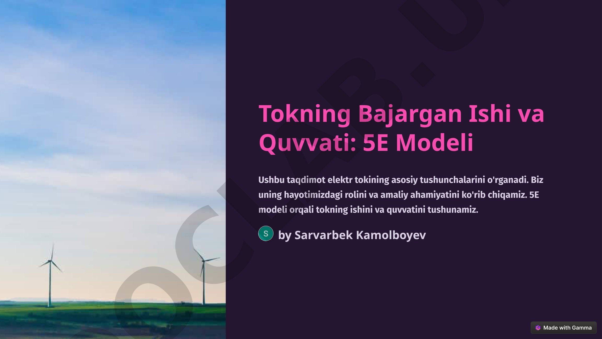 Tokning Bajargan Ishi va Quvvati: 5E Modeli