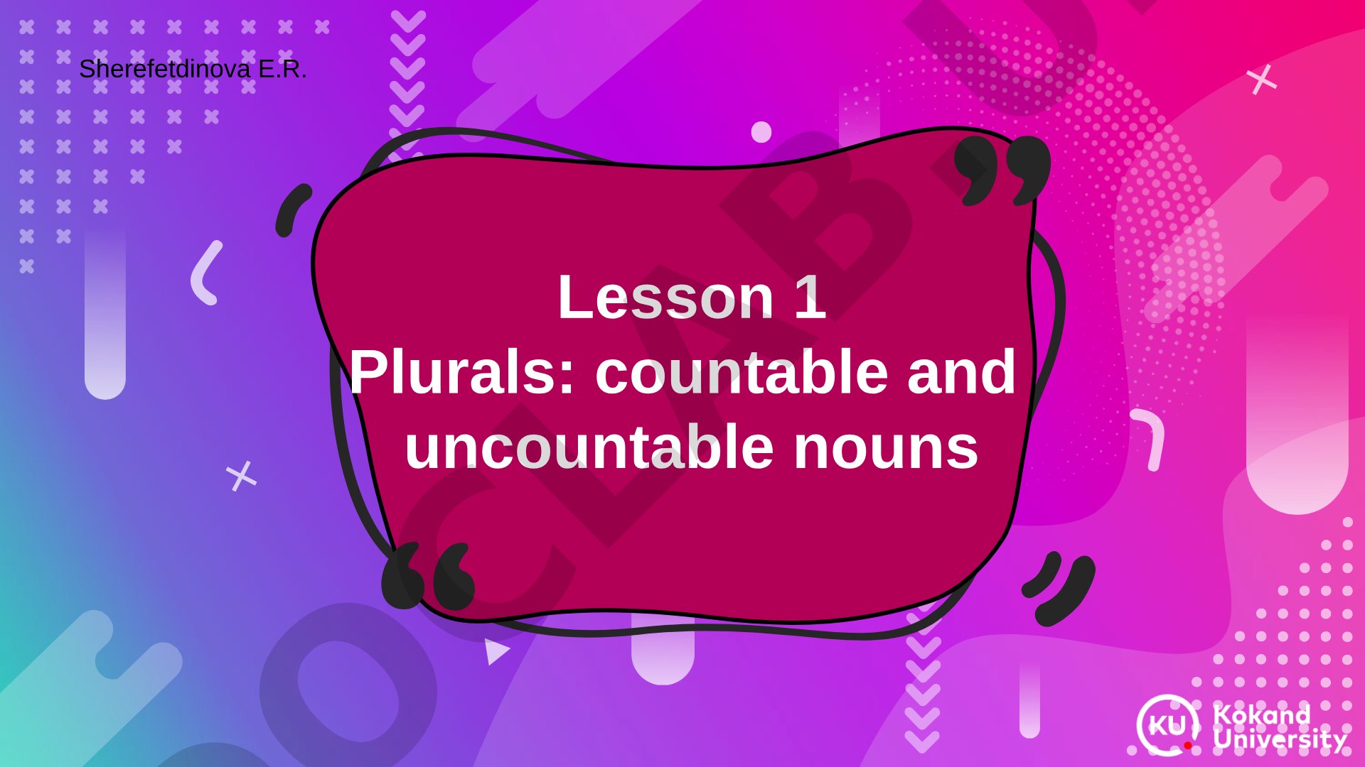 Plurals: countable and uncountable nouns