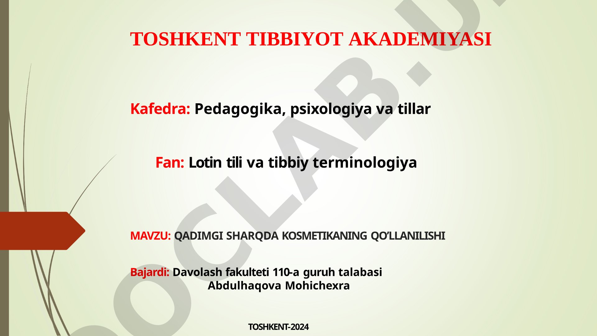 QADIMGI SHARQDA KOSMETIKANING QO'LLANILISHI