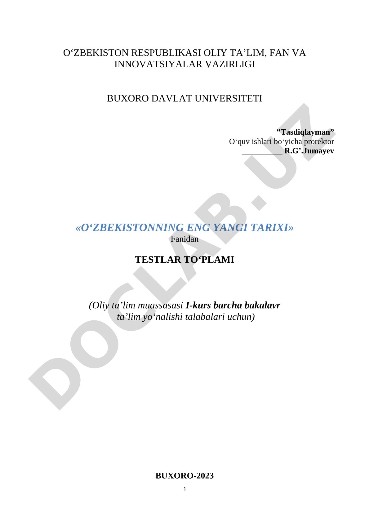 O'zbekistonning eng yangi tarixi