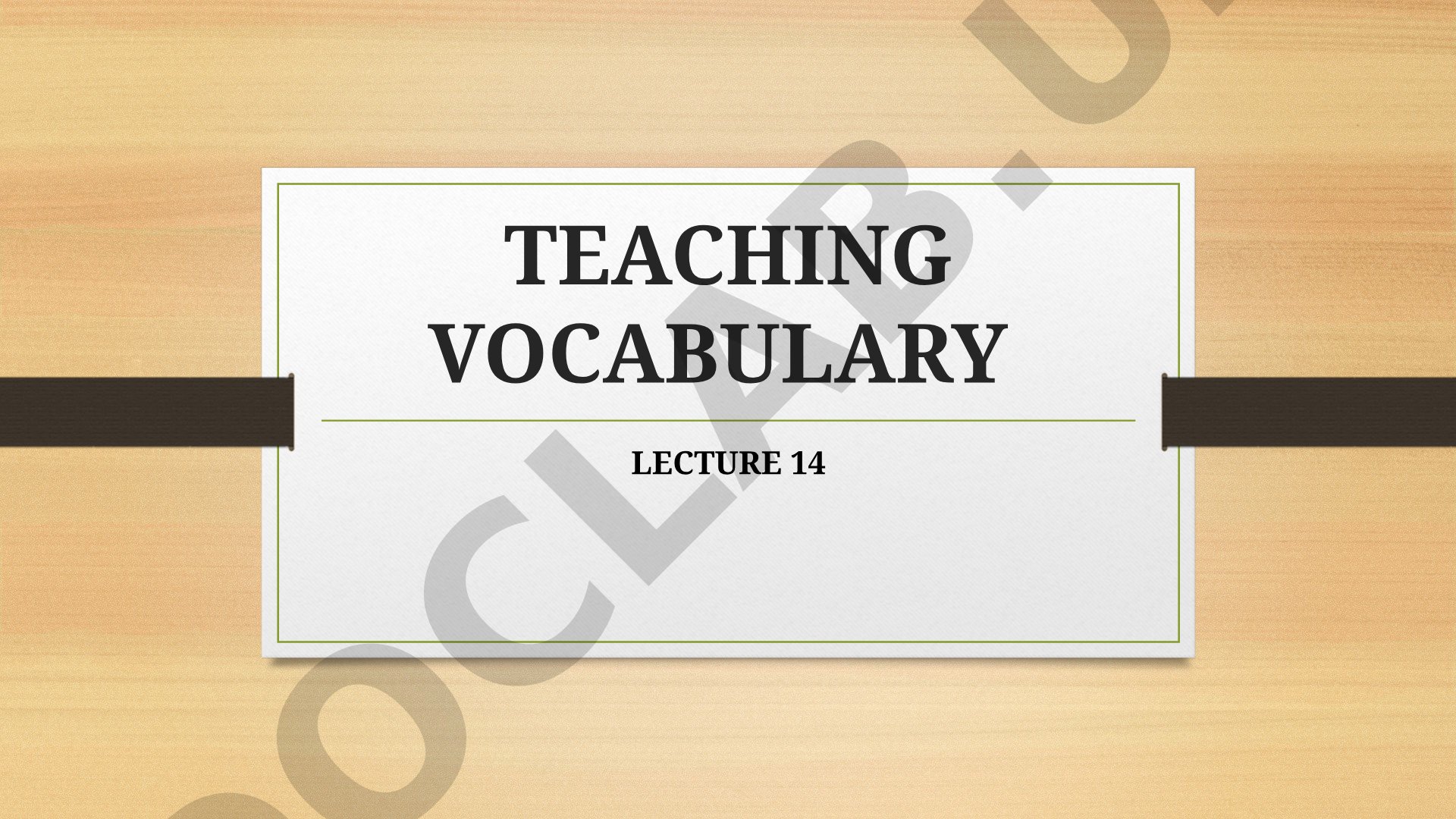 Teaching vocabulary lecture 14