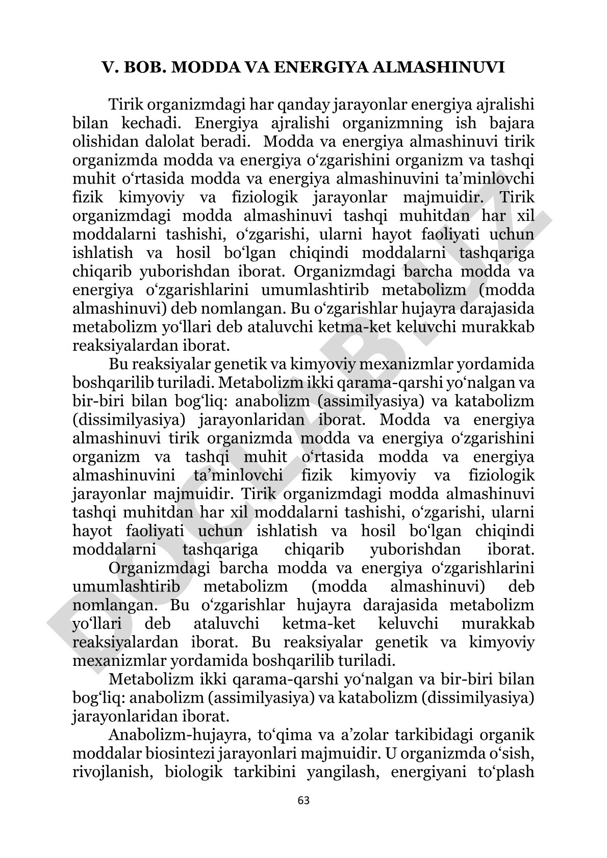 Modda va energiya almashinuvi