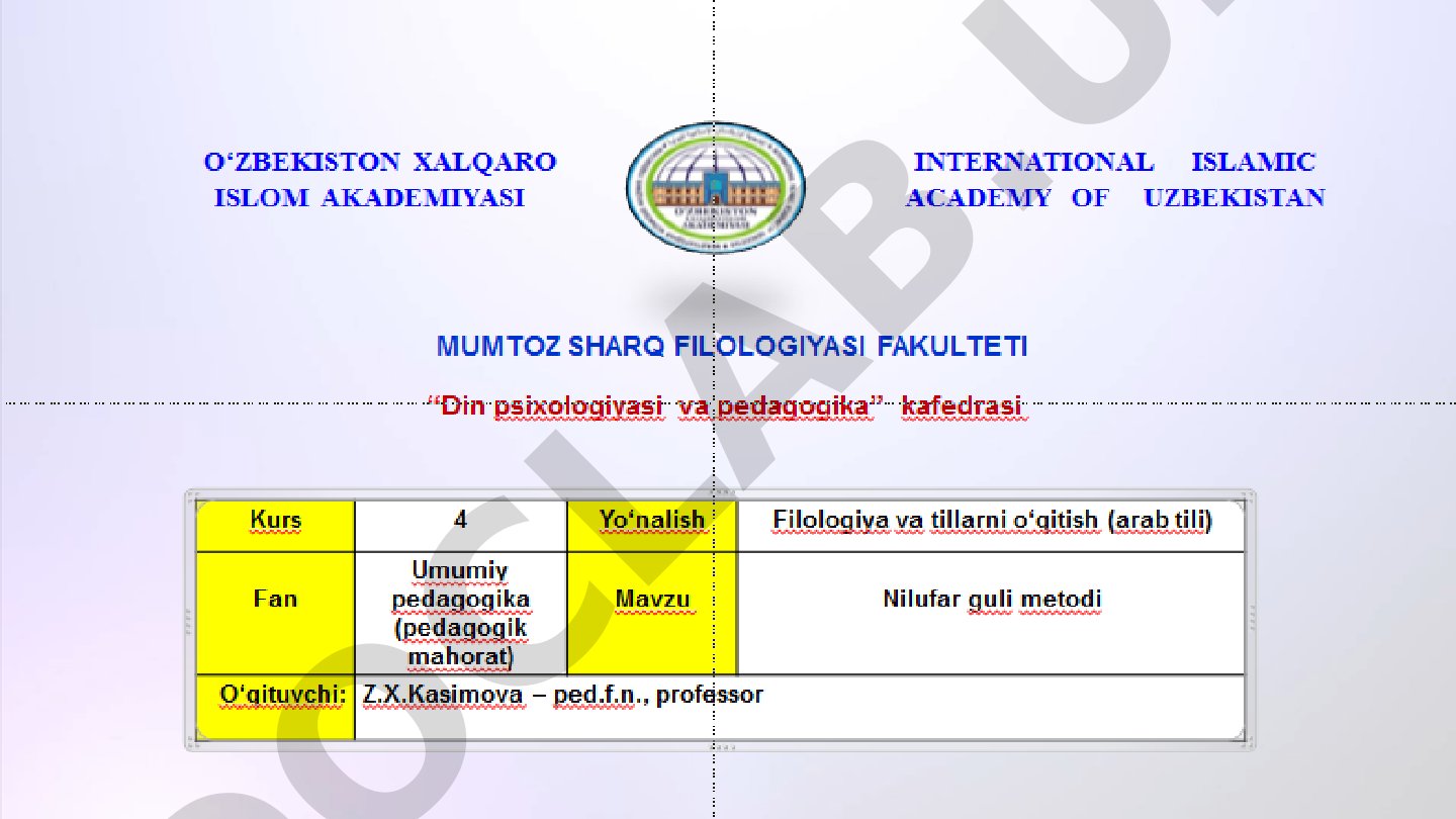 Nilufar guli texnologiyasi didaktik muammolarni yechish vositasi sifatida