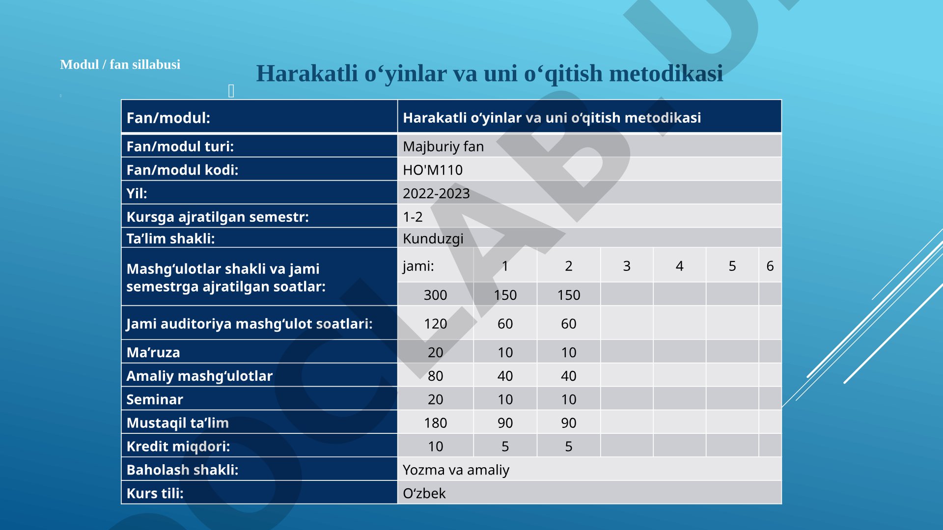 Harakatli o‘yinlar va uni o‘qitish metodikasi