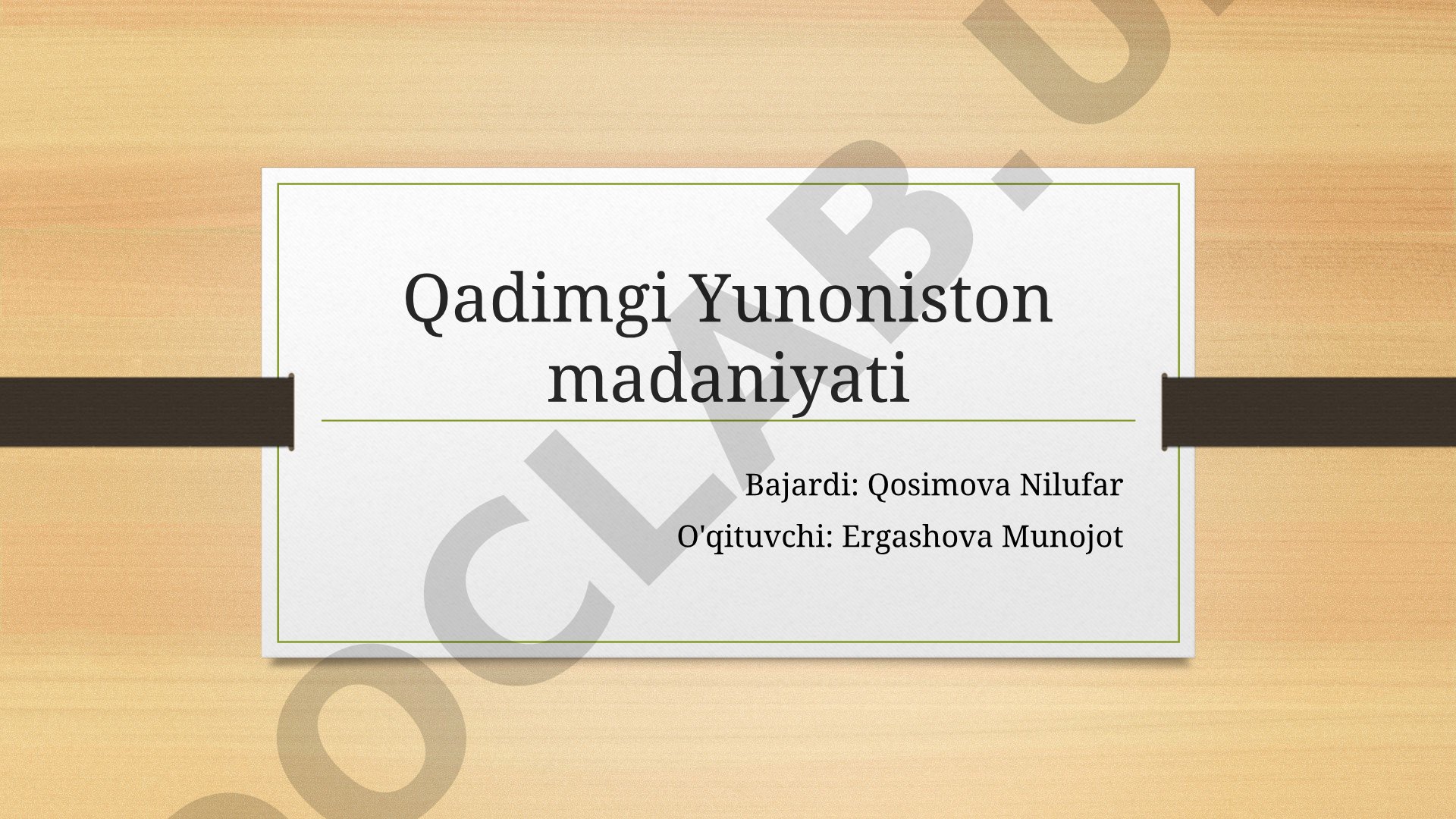 Qadimgi Yunoniston madaniyati haqida taqdimot: ijtimoiy tuzilma, din, san'at, adabiyot