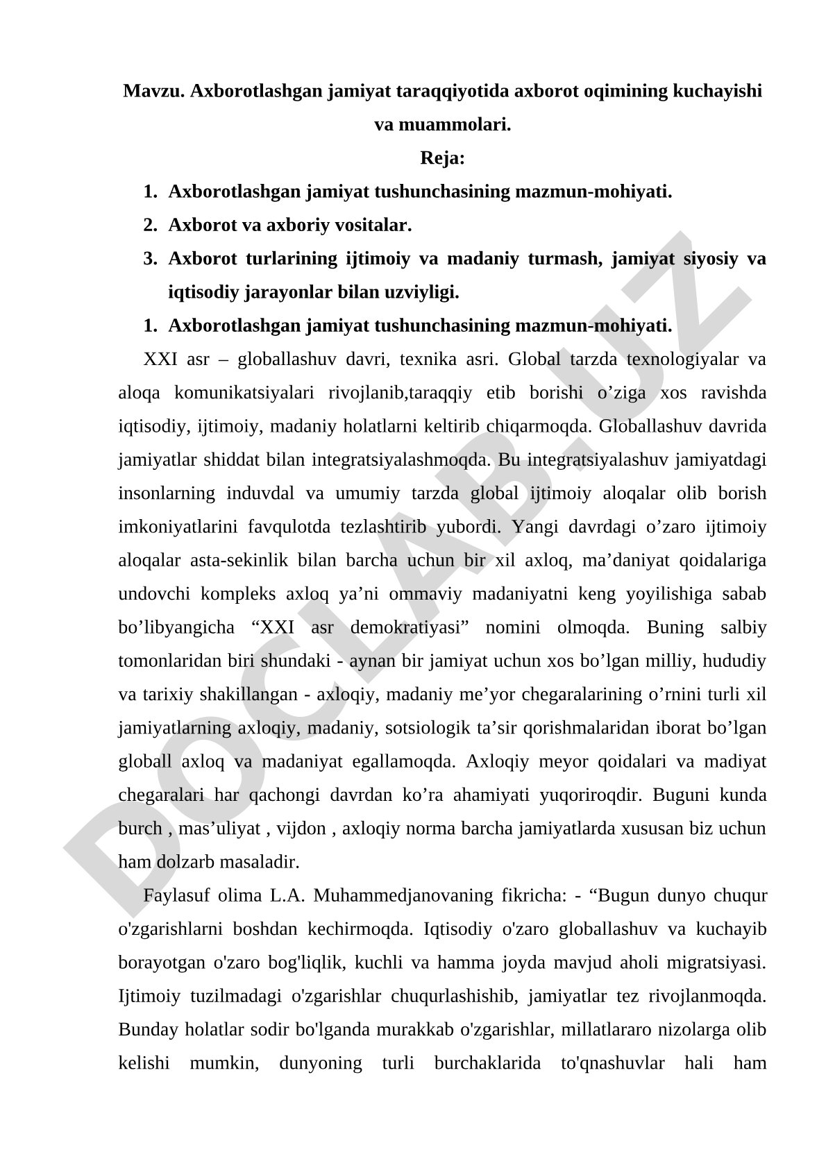 Axborotlashgan jamiyat taraqqiyotida axborot oqimining kuchayishi va muammolari