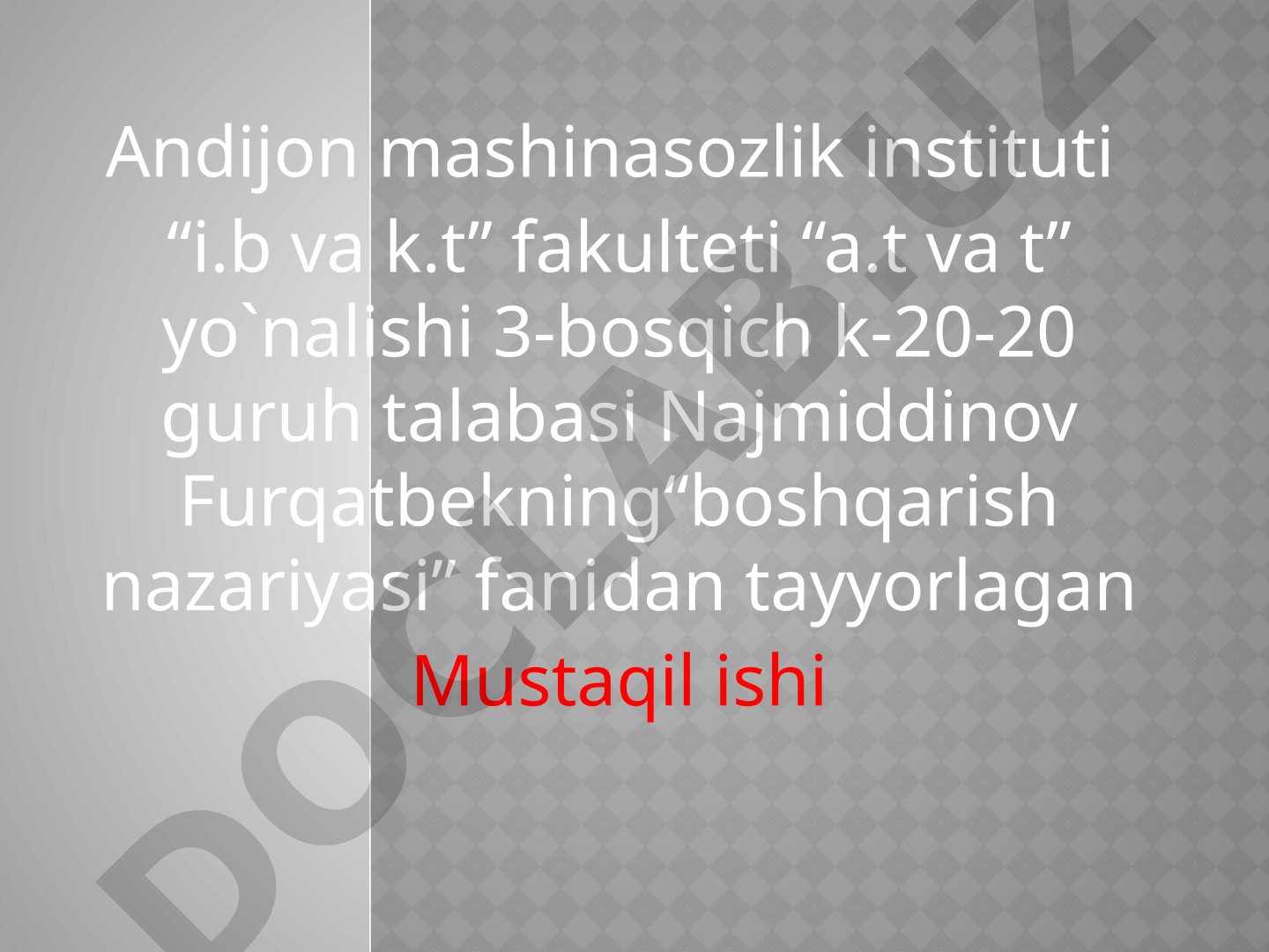 AVTOMATIK BOSHQARISH TIZIMLARINING HARAKTERISTIKALARI