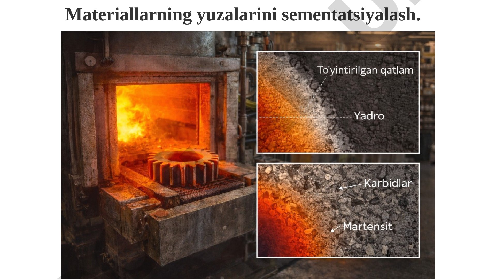Materiallarning yuzalarini sementatsiyalash texnologiyasi haqida taqdimot