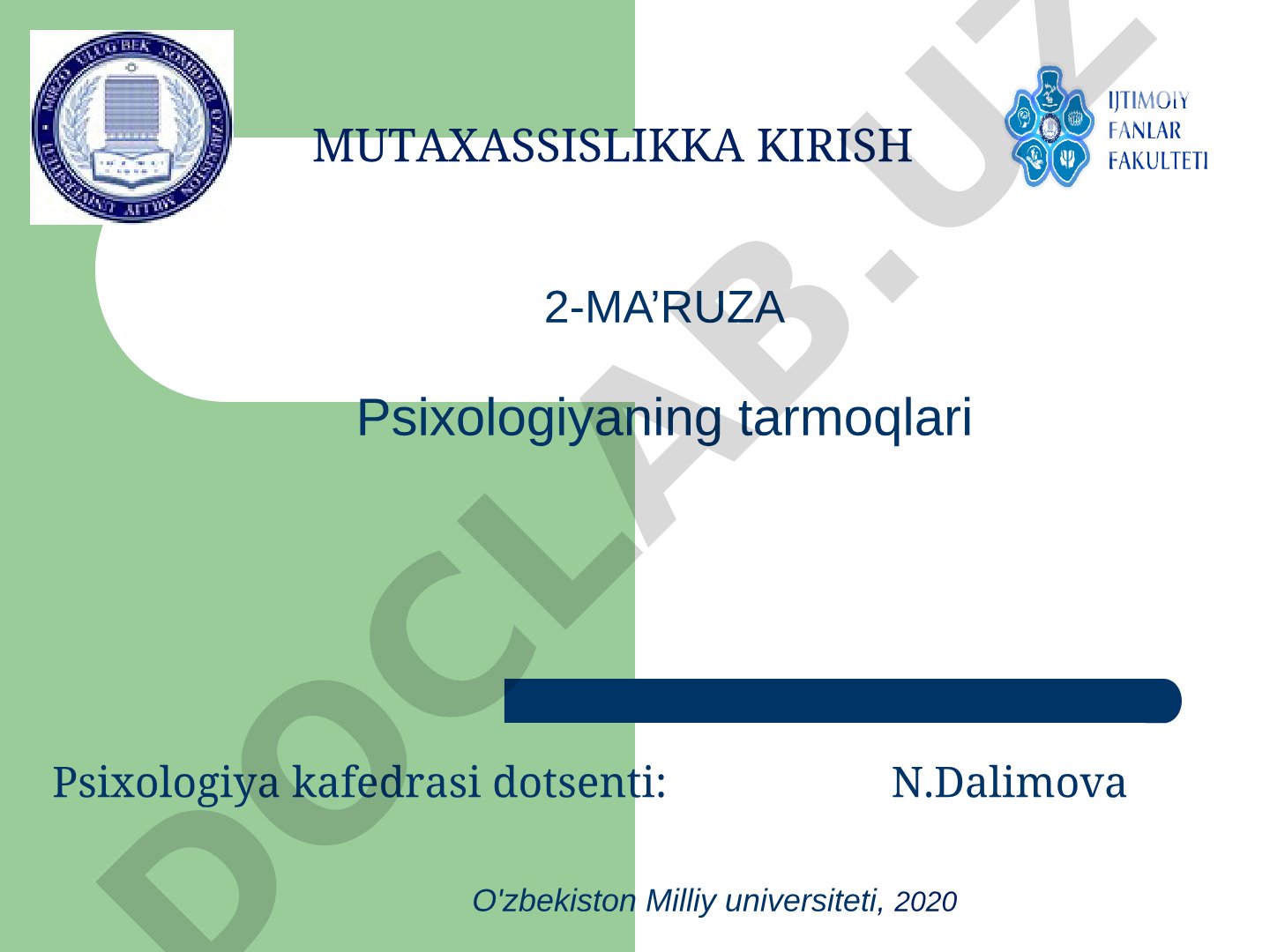 Psixologiyaning tarmoqlari