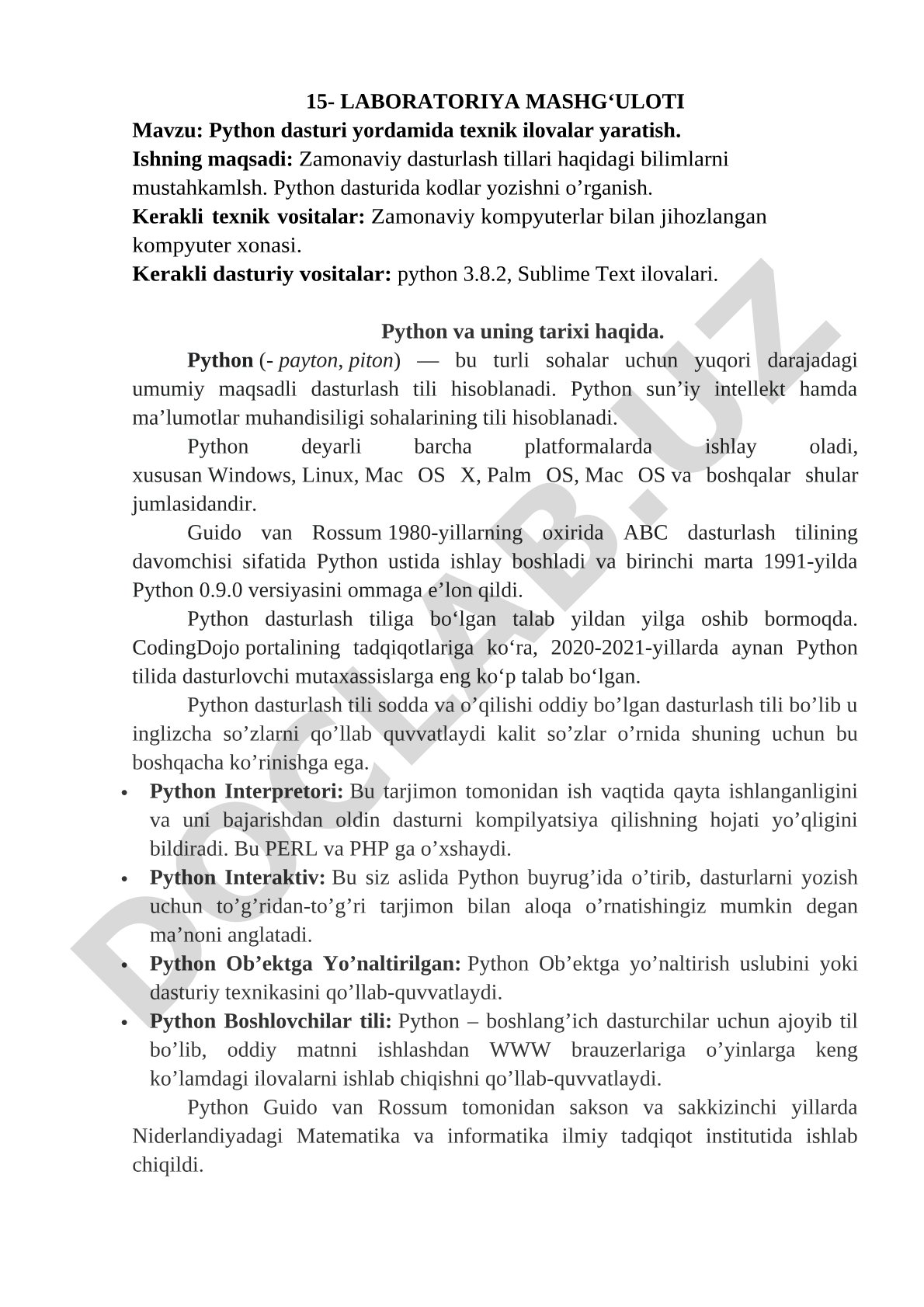 Python dasturi yordamida texnik ilovalar yaratish