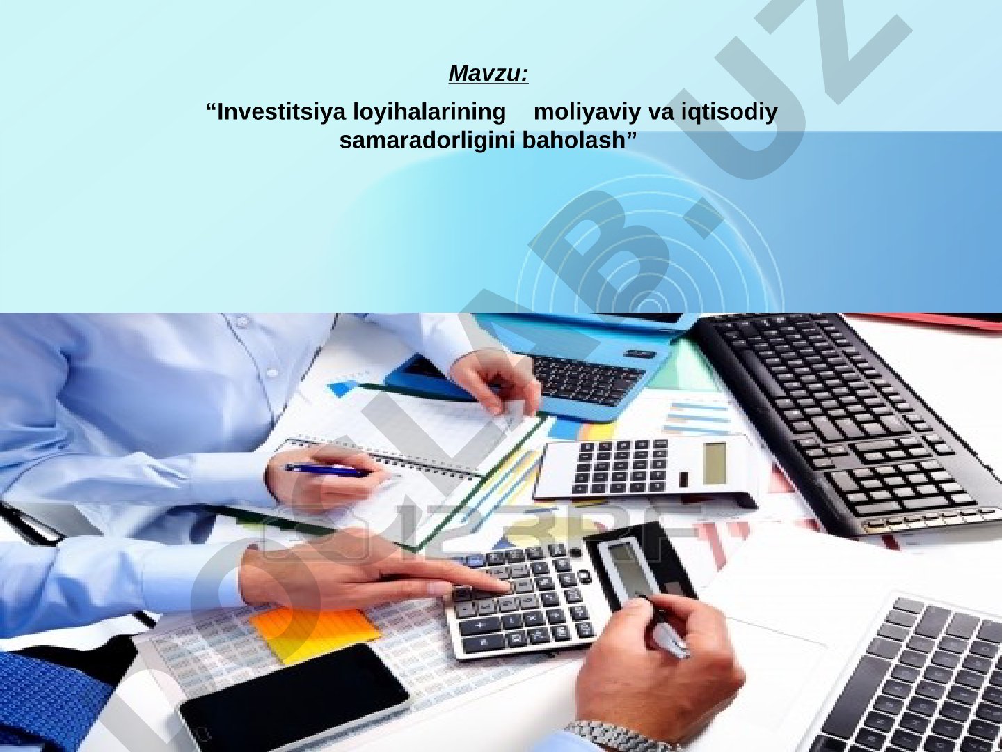 Investitsiya loyihalarining moliyaviy va iqtisodiy samaradorligini baholash
