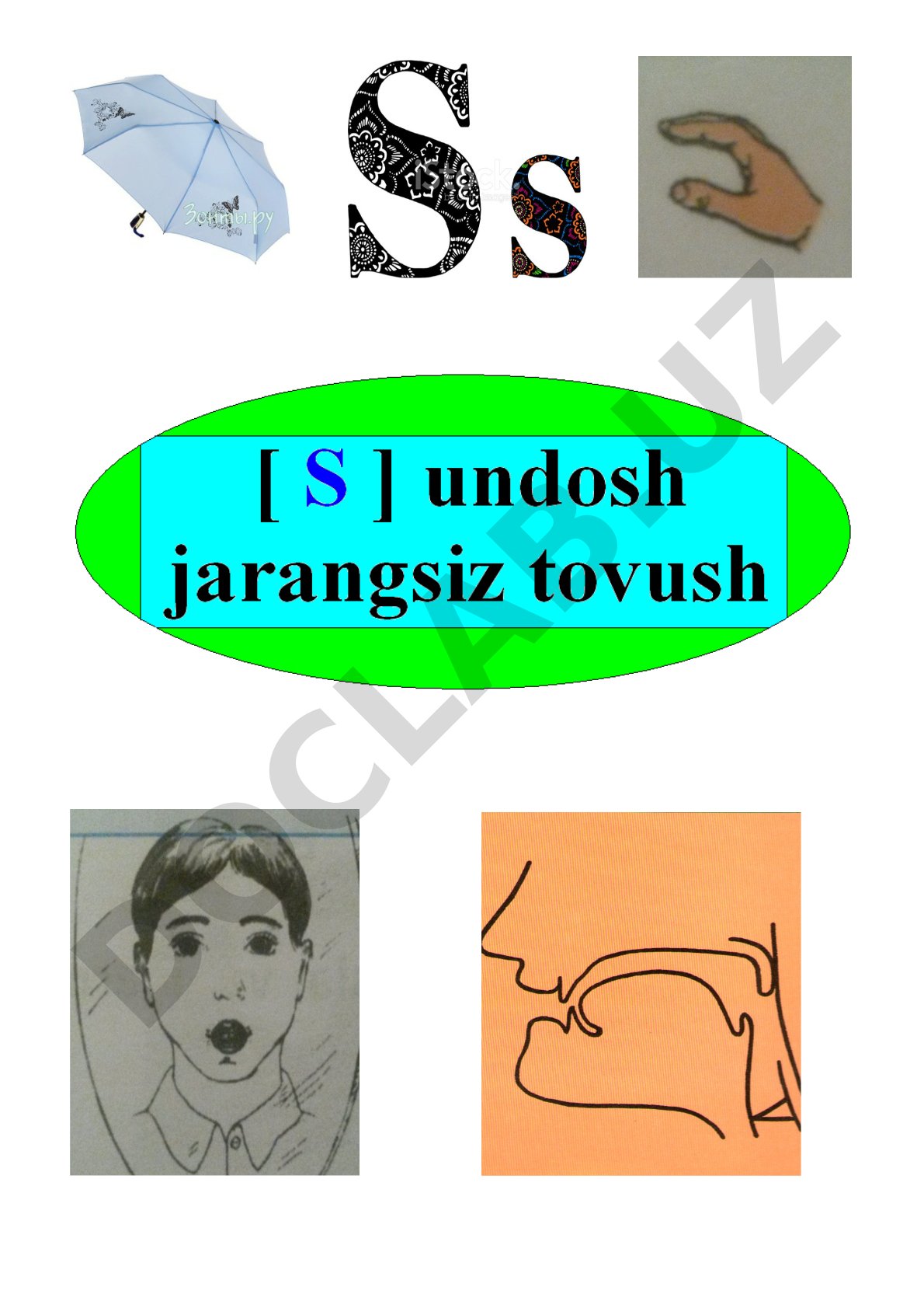S tovushi va harfi bilan tanishtirish