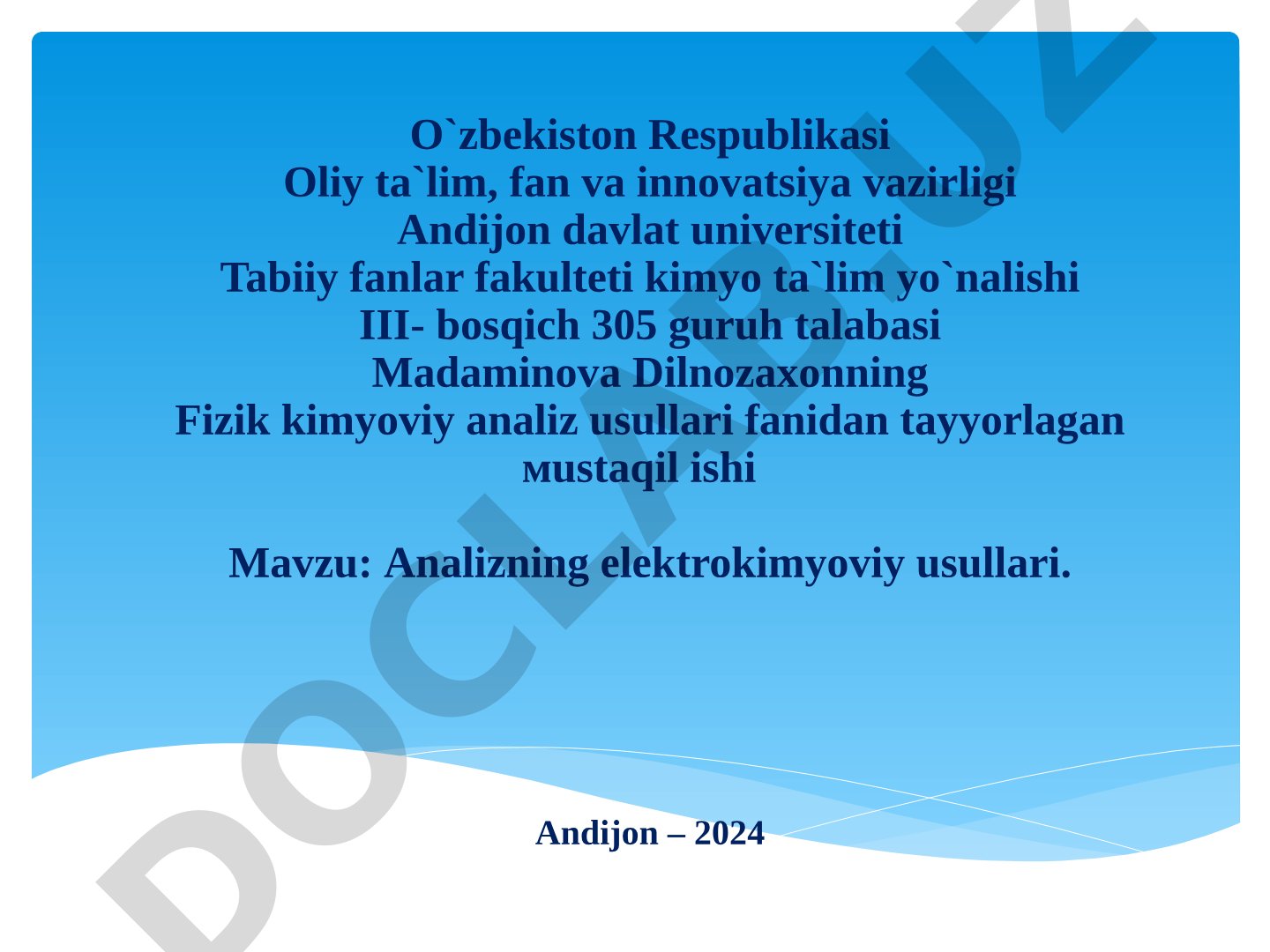 Analizning elektrokimyoviy usullari