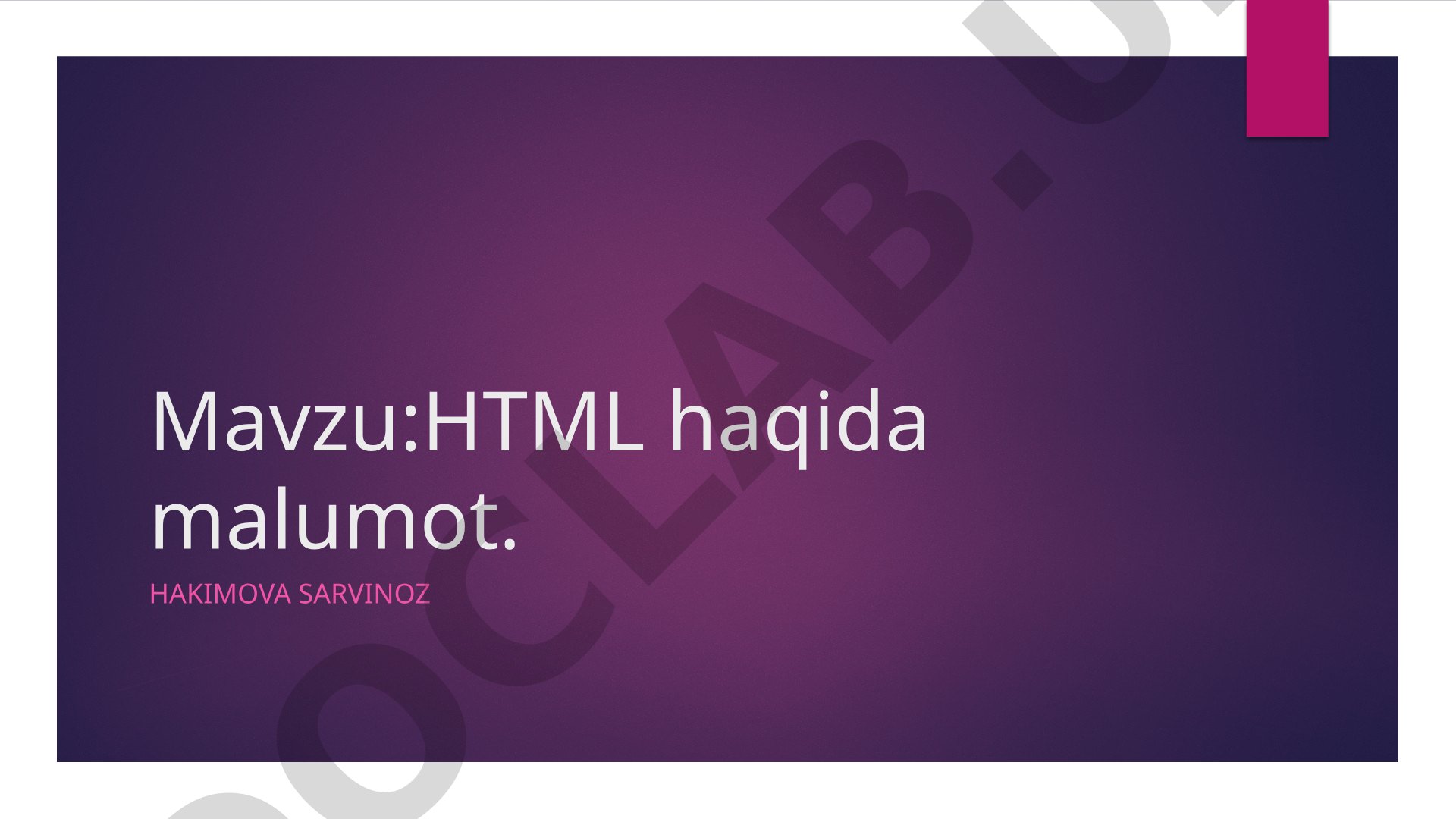HTML haqida malumot
