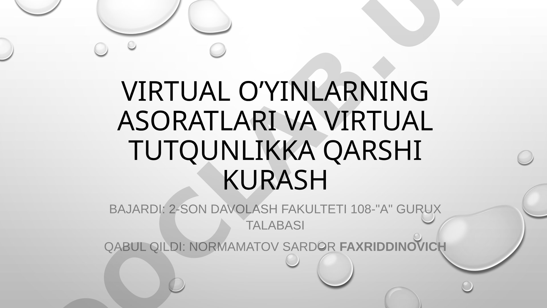 virtual o’yinlarning asoratlari va virtual tutqunlikka qarshi kurash