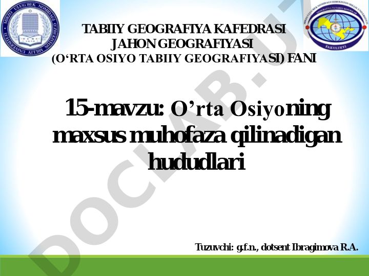 O'rta Osiyoning maxsus muhofaza qilinadigan hududlari