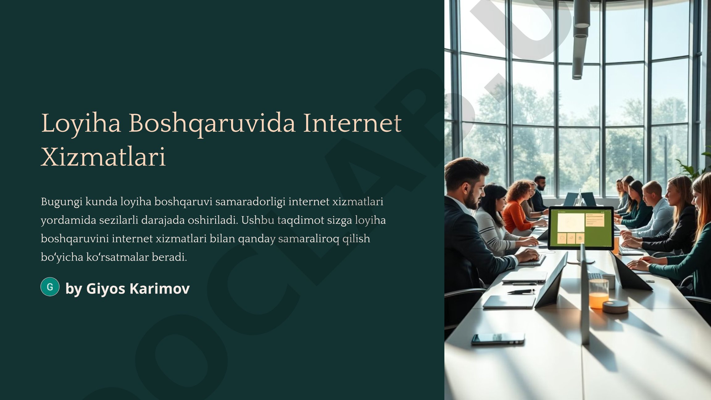 Loyiha Boshqaruvida Internet Xizmatlari