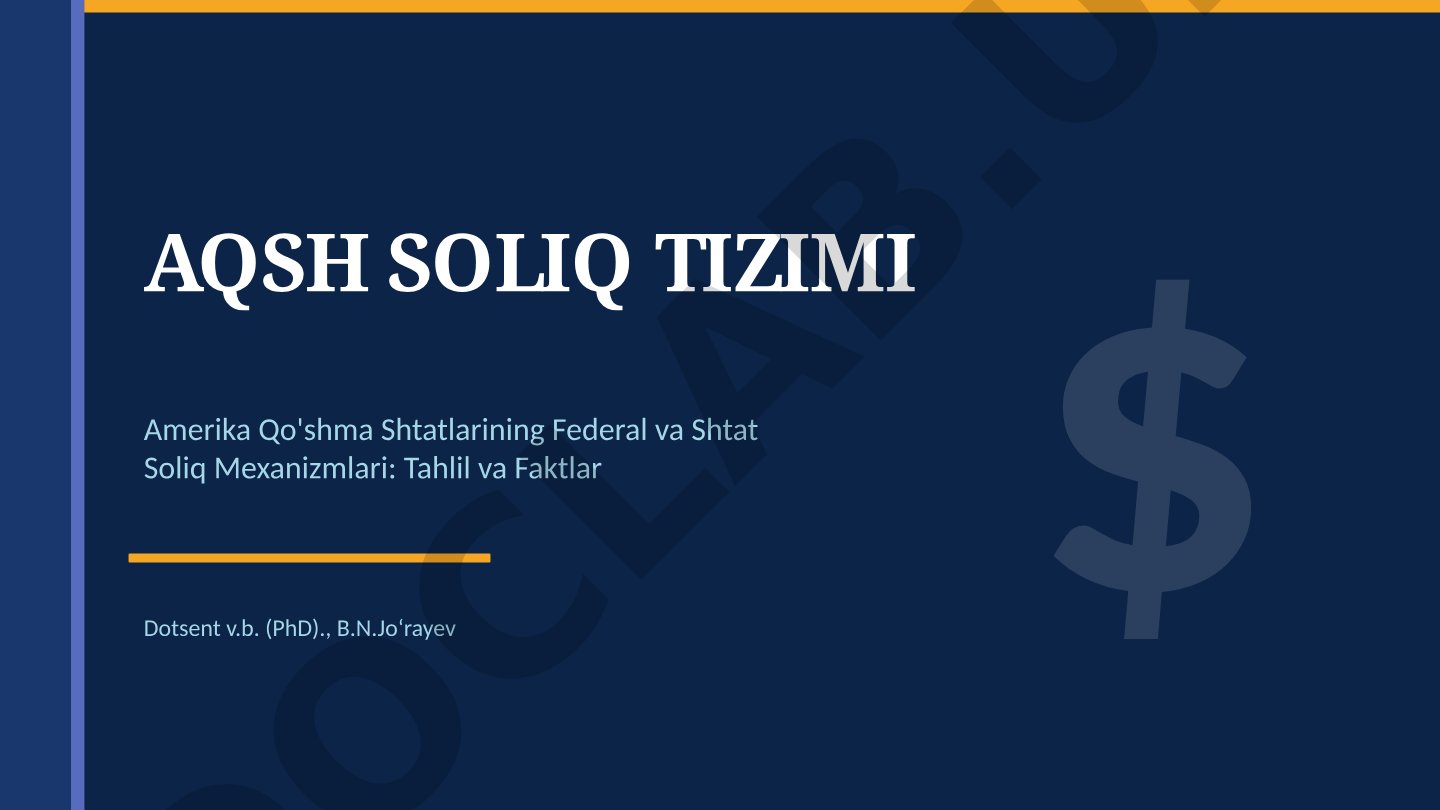 AQSH soliq tizimi: Federal va shtat soliq mexanizmlari tahlili