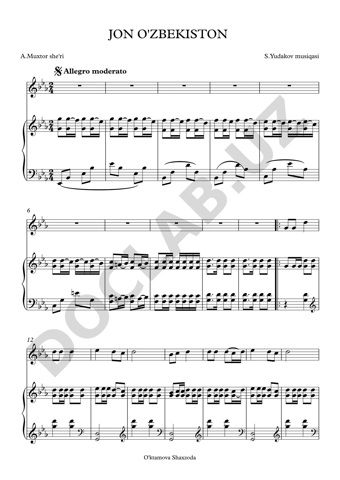 Jon O'zbekiston qo'shig'i