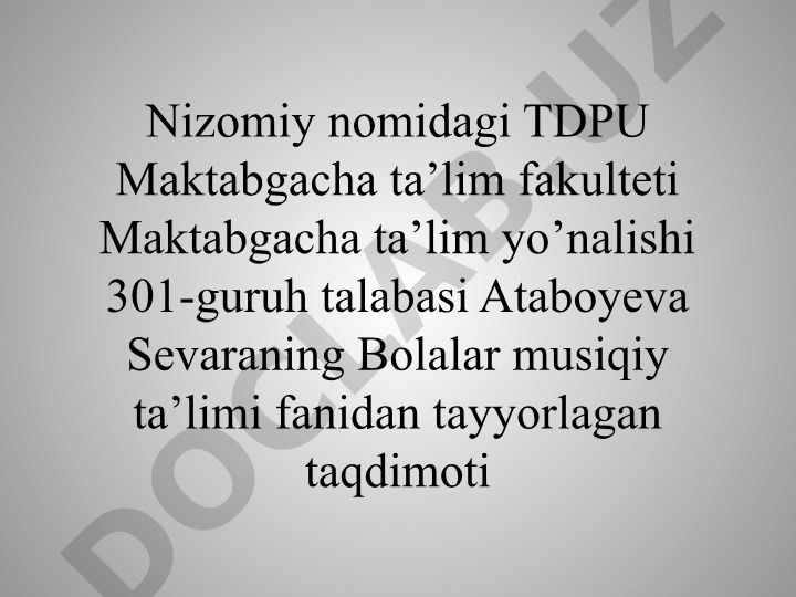 Maktabgacha ta’lim tashkilotlarida musiqiy cholg‘u asboblarida qilishga ijroga o‘rgatish