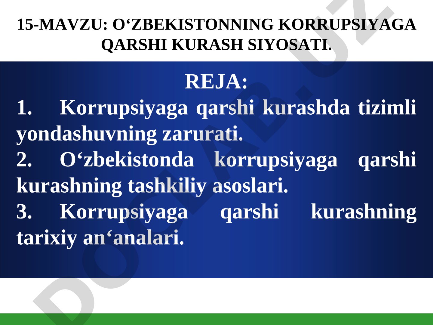 O'zbekistonning korrupsiyaga qarshi kurash siyosati