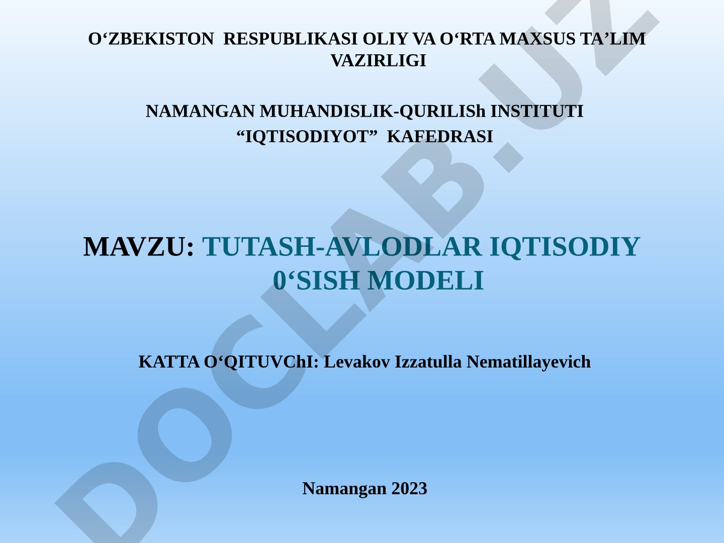 Tutash avlodlar iqtisodiy o'sish modeli