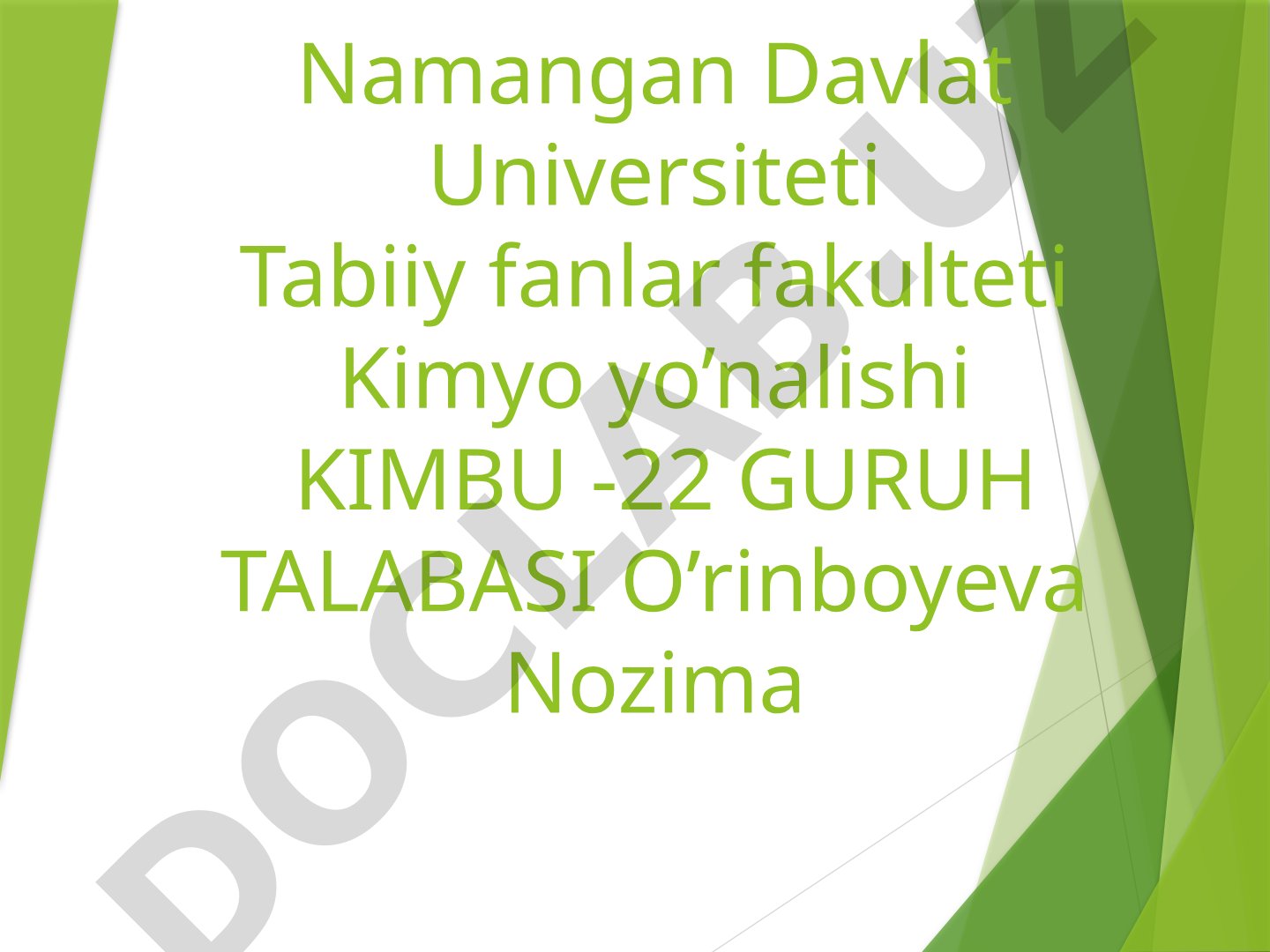 Organik kimyo fanida konformatsion tuzilish va konformatsiyalar analizi haqida taqdimot