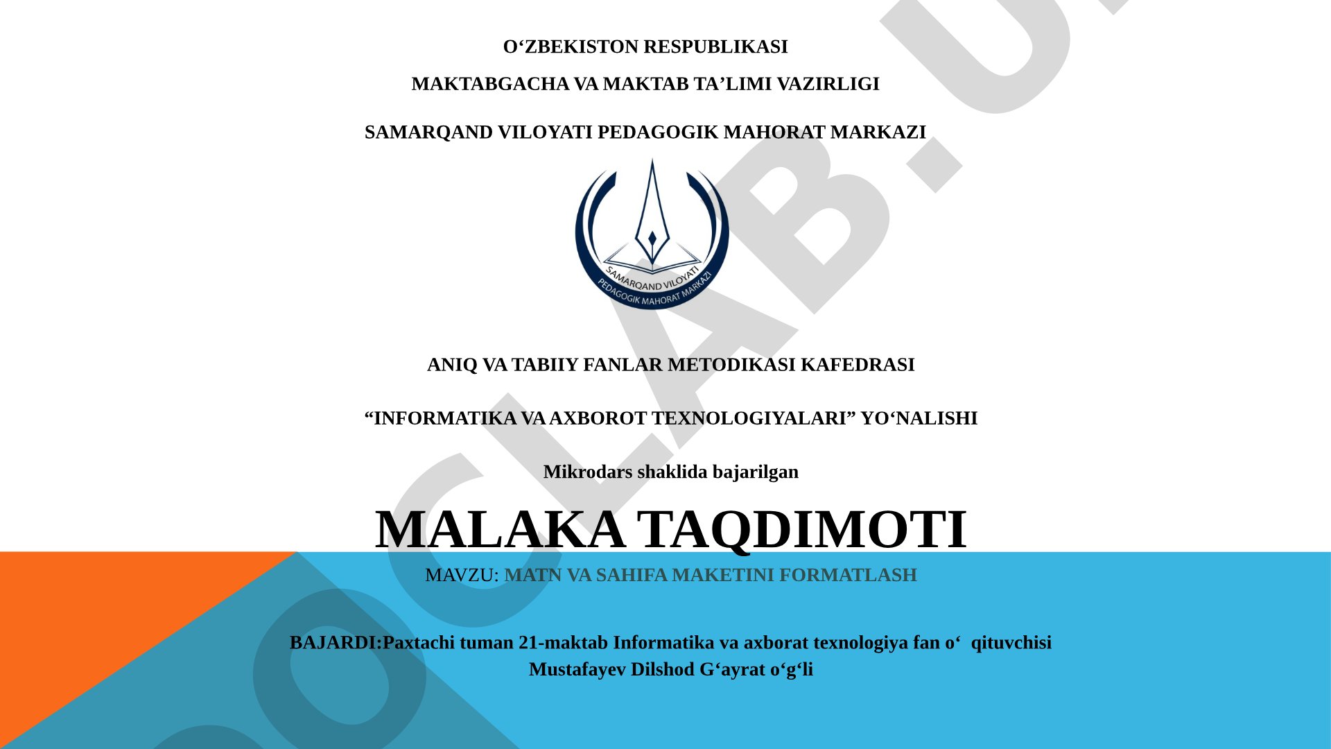 Matn va sahifa maketini formatlash