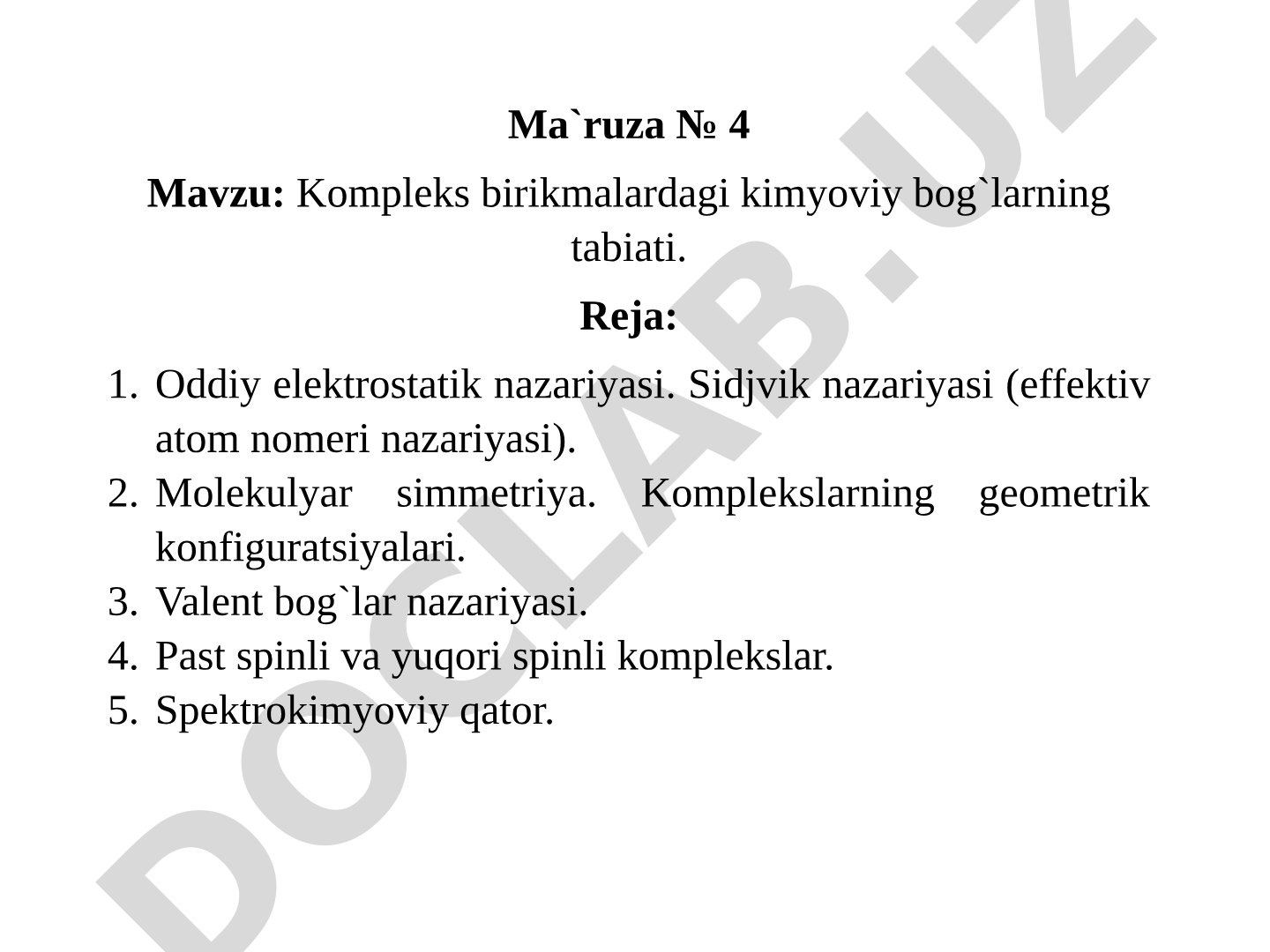 Kompleks birikmalardagi kimyoviy bog`larning tabiati