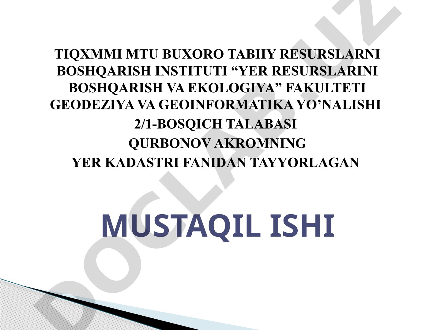Davlat yer kadastri qonunining mohiyati