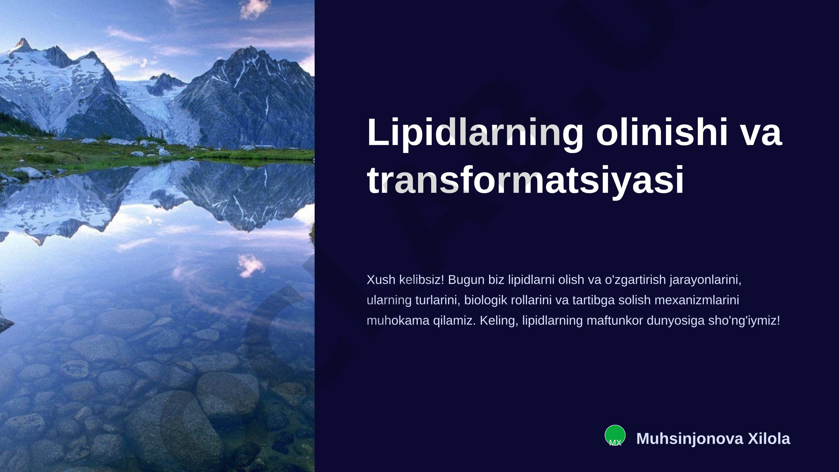 Lipidlarning olinishi va transformatsiyasi