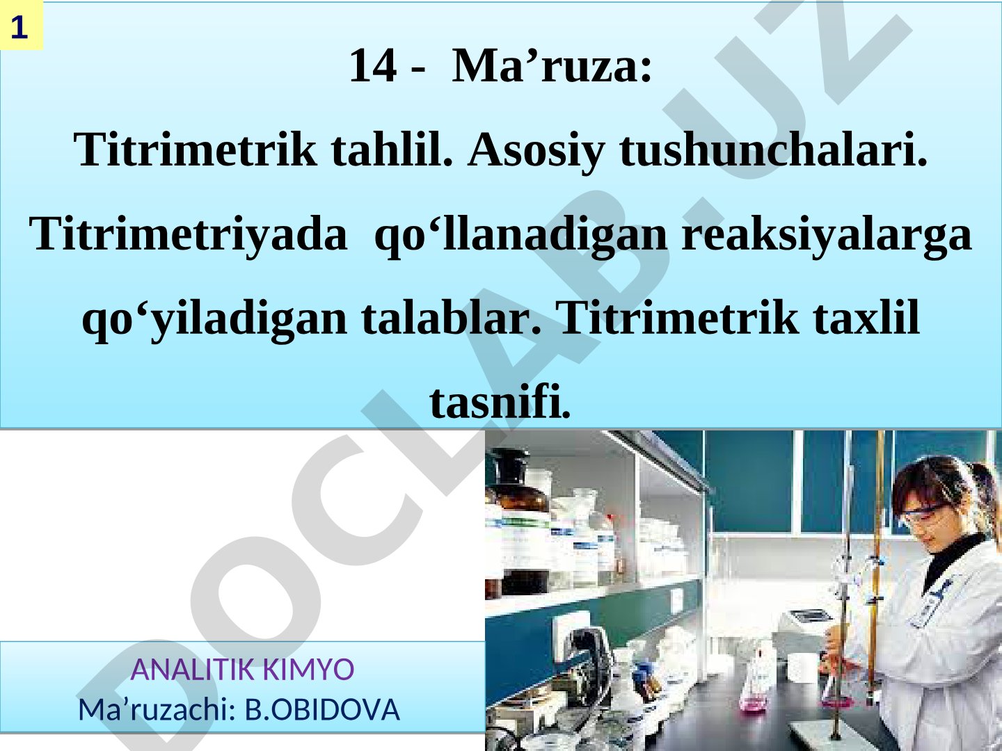 Titrimetrik tahlil asosiy tushunchalari va tasnifi