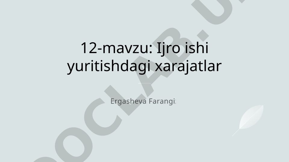 Ijro ishi yuritishdagi xarajatlar va budjet asoslari