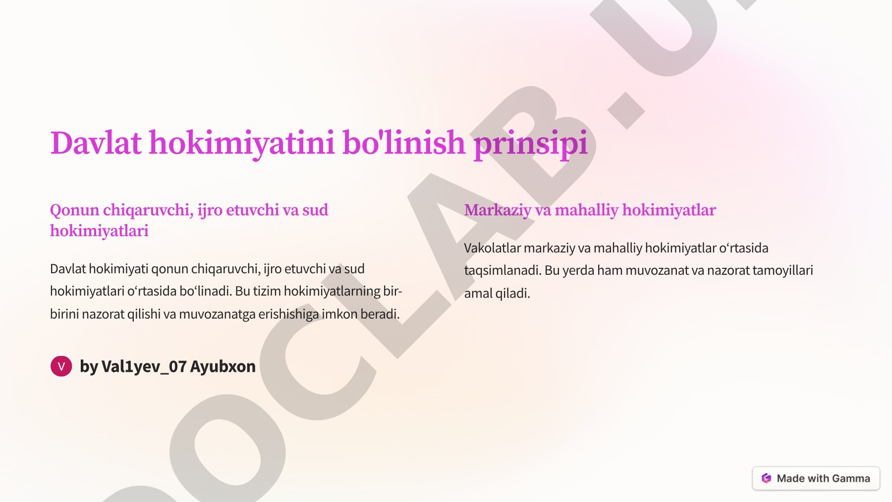 Davlat hokimiyatini bo'linish prinsipi