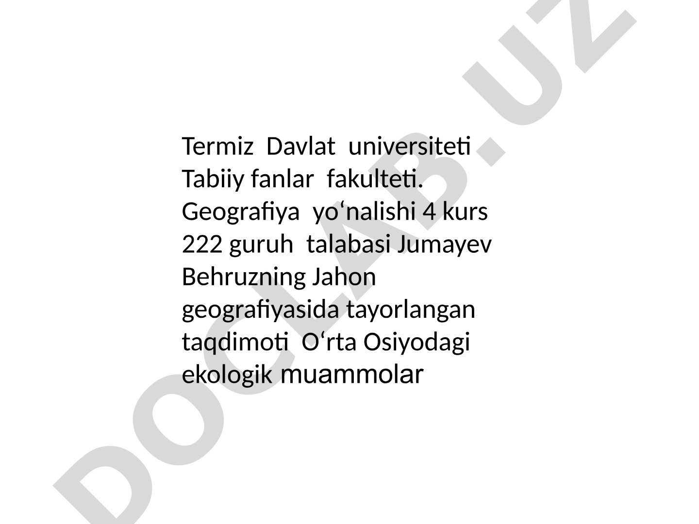 O‘rta Osiyodagi ekologik muammolar
