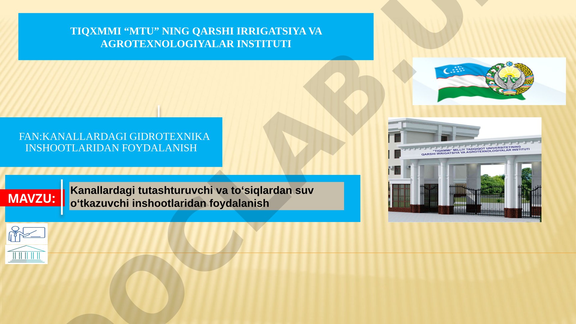 Kanallardagi tutashturuvchi va to‘siqlardan suv o‘tkazuvchi inshootlaridan foydalanish