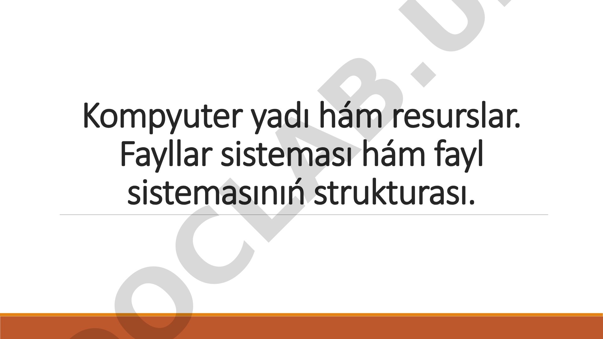 Kompyuter yad turlari va fayl sistemasining strukturası