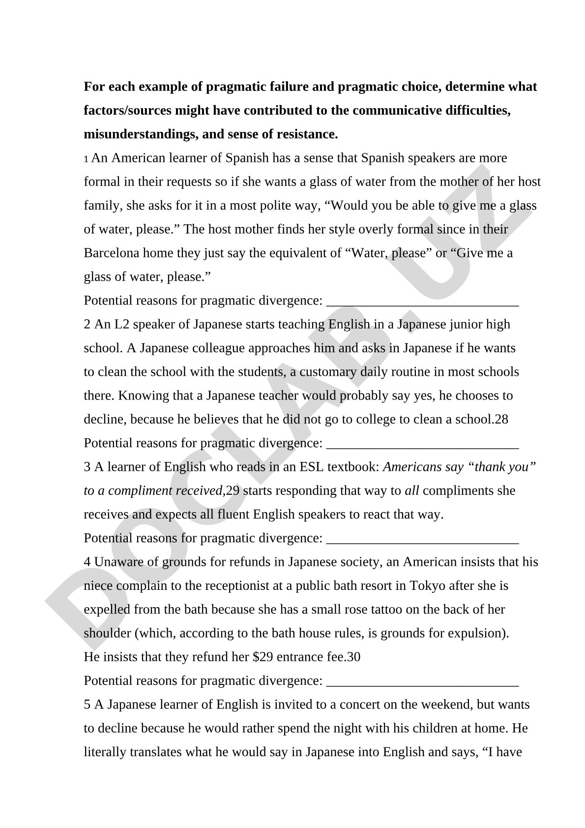 Pragmatic failure and divergence in second language learning